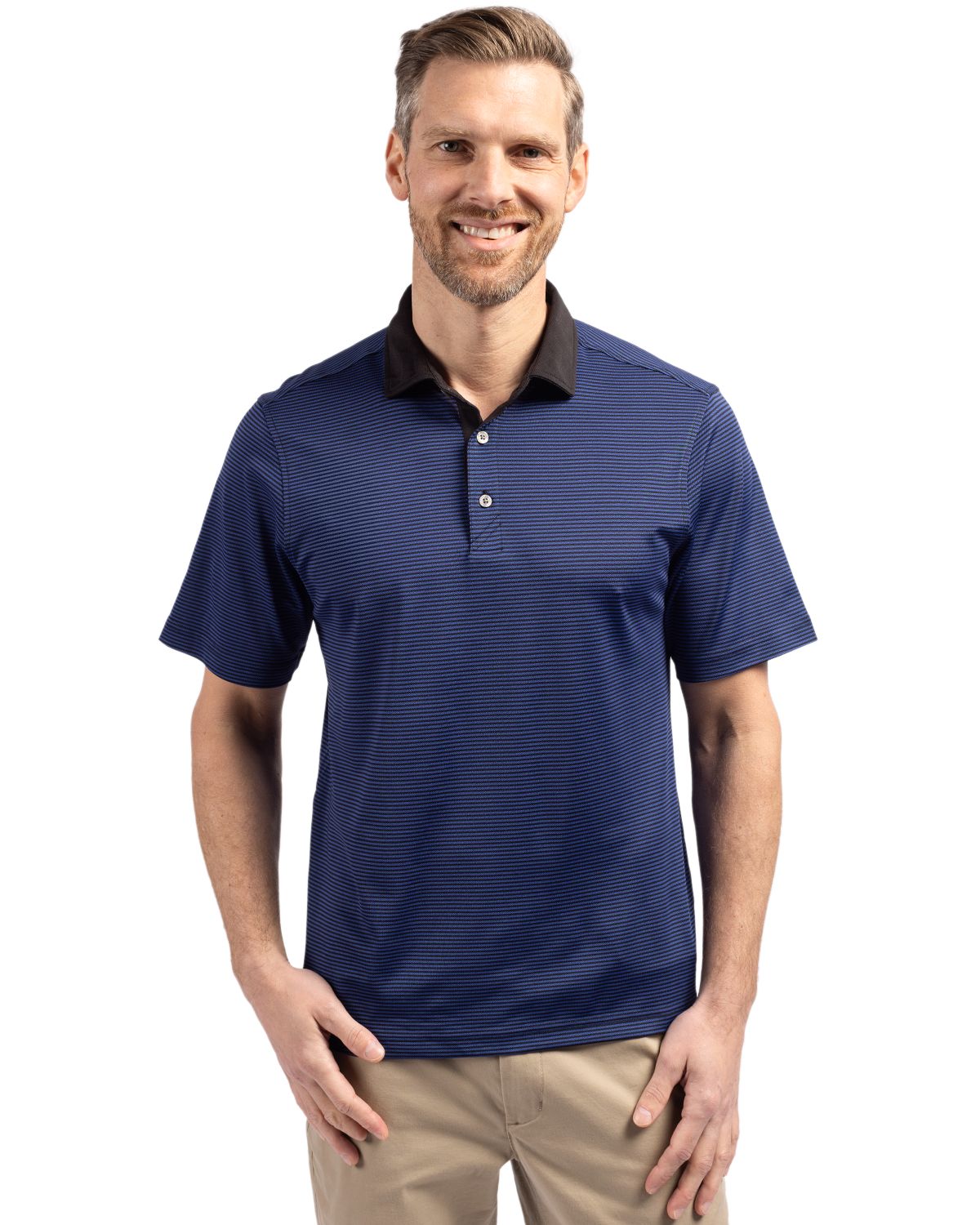 Cutter & Buck Virtue Recycled Micro Stripe Featherlight Pique Mens Big & Tall Polo