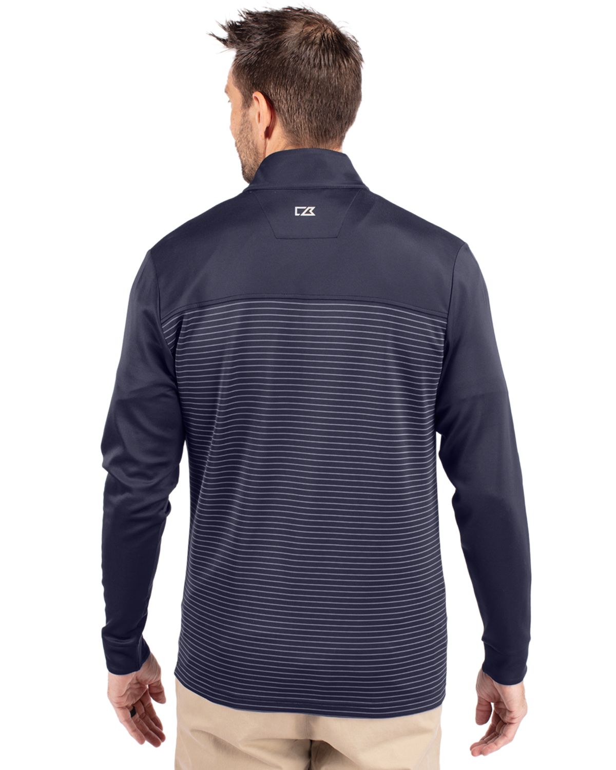 Cutter & Buck Traverse Recycled Stretch Stripe Mens Quarter Zip