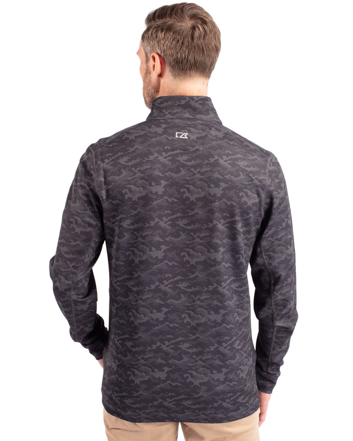 Cutter & Buck Traverse Recycled Stretch Camo Print Mens Quarter Zip
