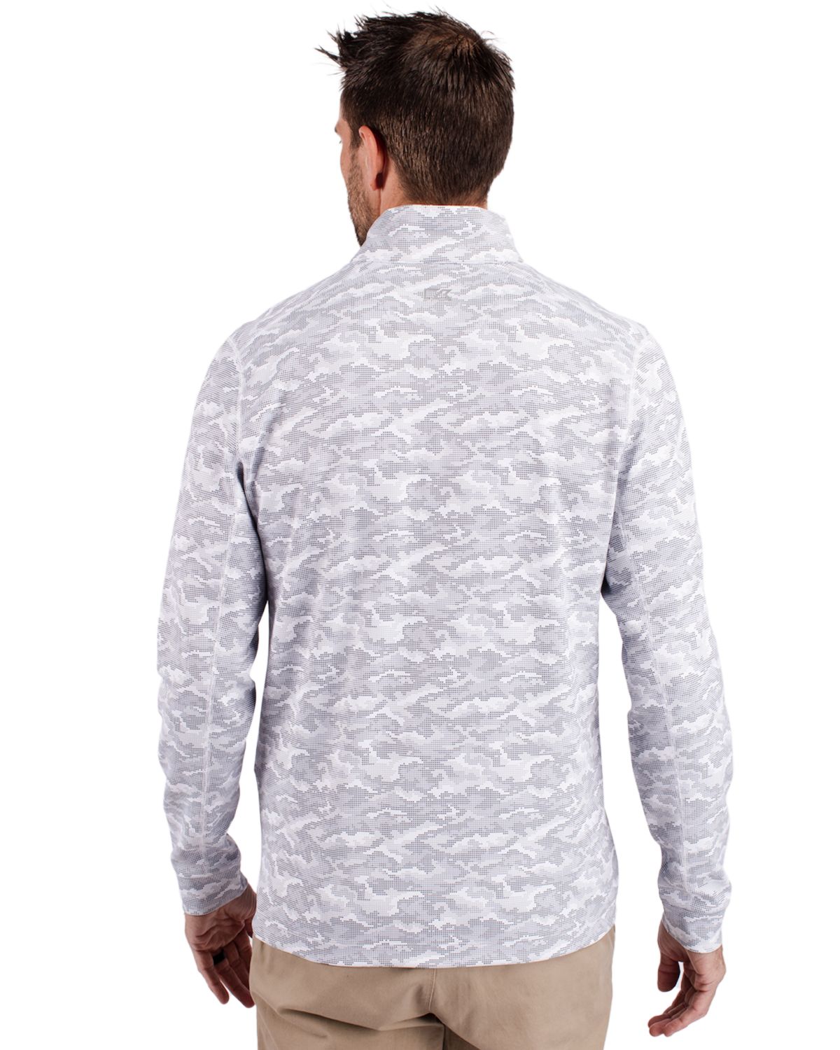 Cutter & Buck Traverse Recycled Stretch Camo Print Mens Quarter Zip