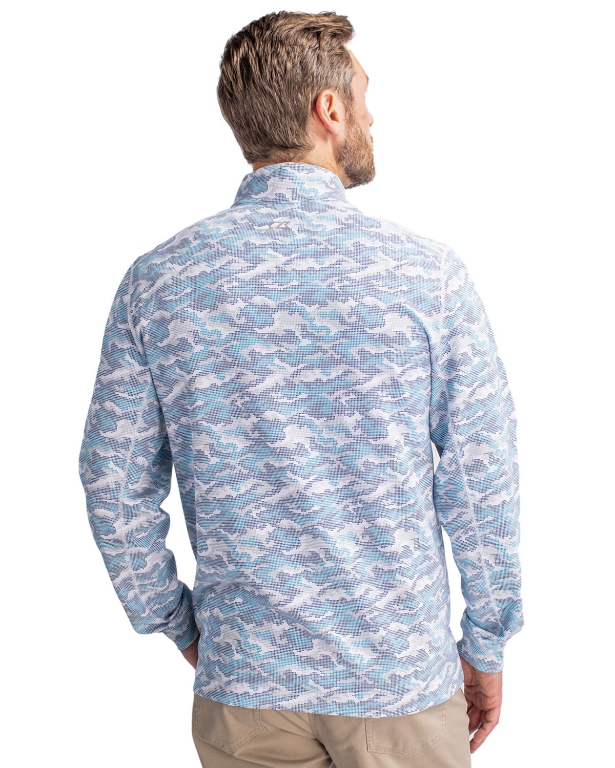Cutter & Buck Traverse Recycled Stretch Camo Print Mens Quarter Zip