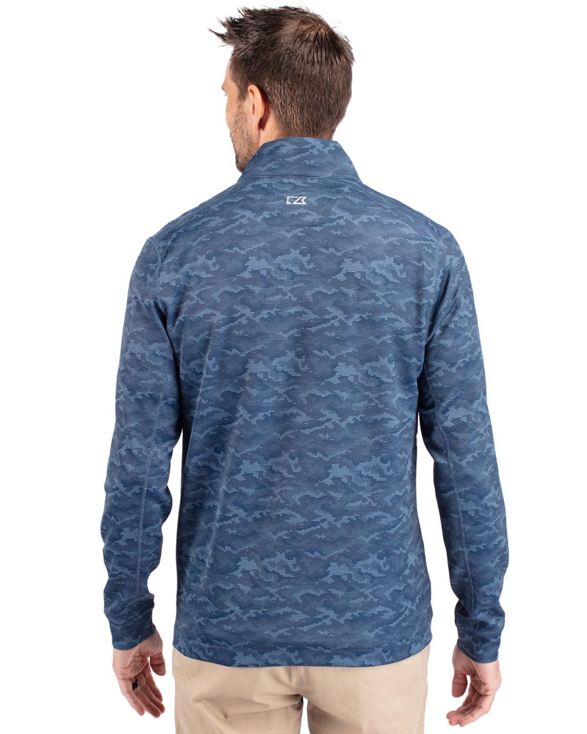 Cutter & Buck Traverse Recycled Stretch Camo Print Mens Quarter Zip