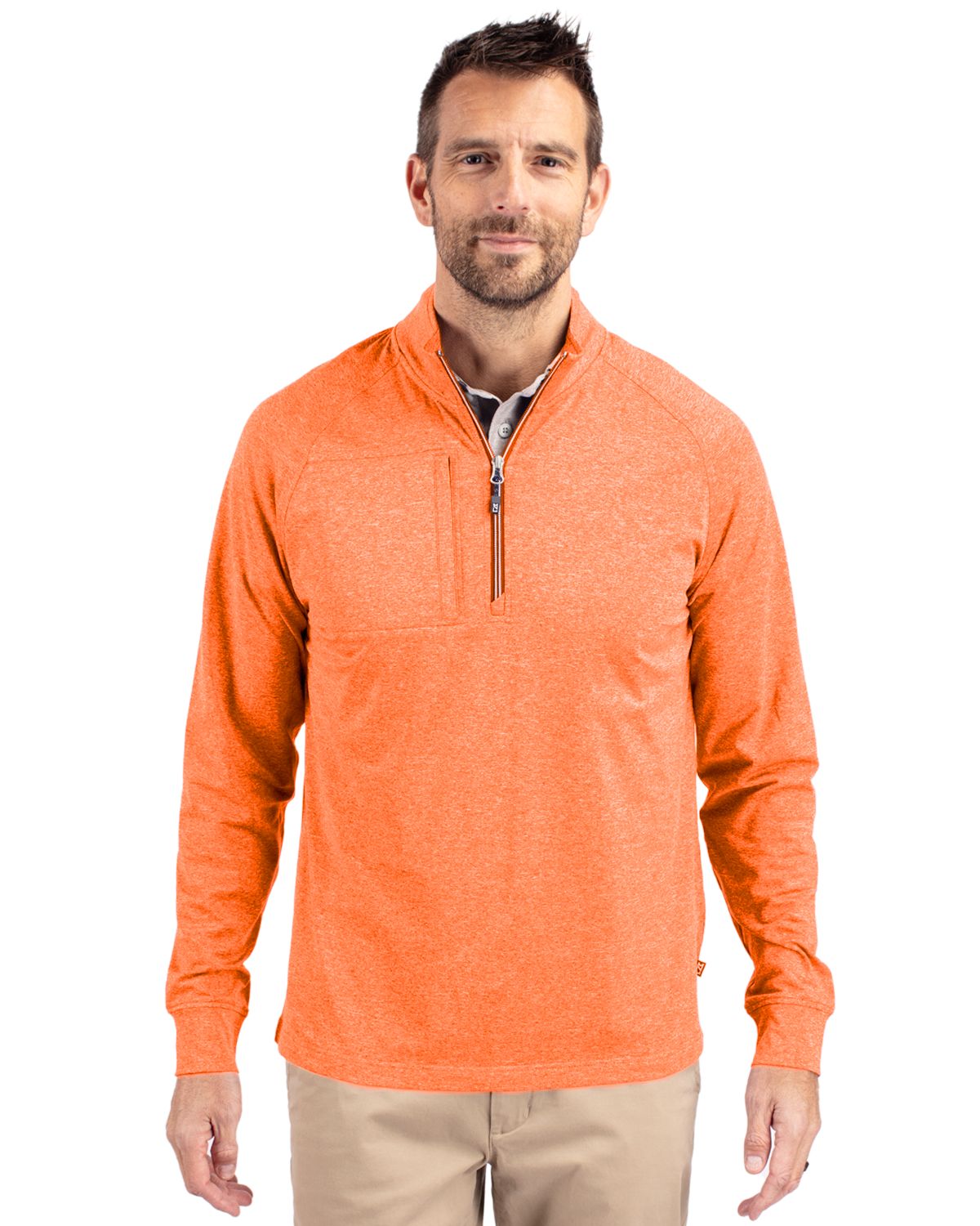 Cutter & Buck Adapt Recycled Soft Knit Stretch Mens Heathered Quarter Zip Pullover