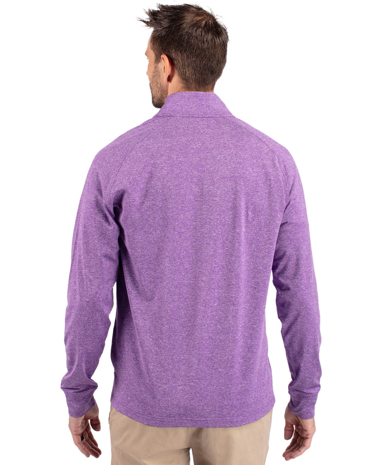 Cutter & Buck Adapt Recycled Soft Knit Stretch Mens Heathered Quarter Zip Pullover