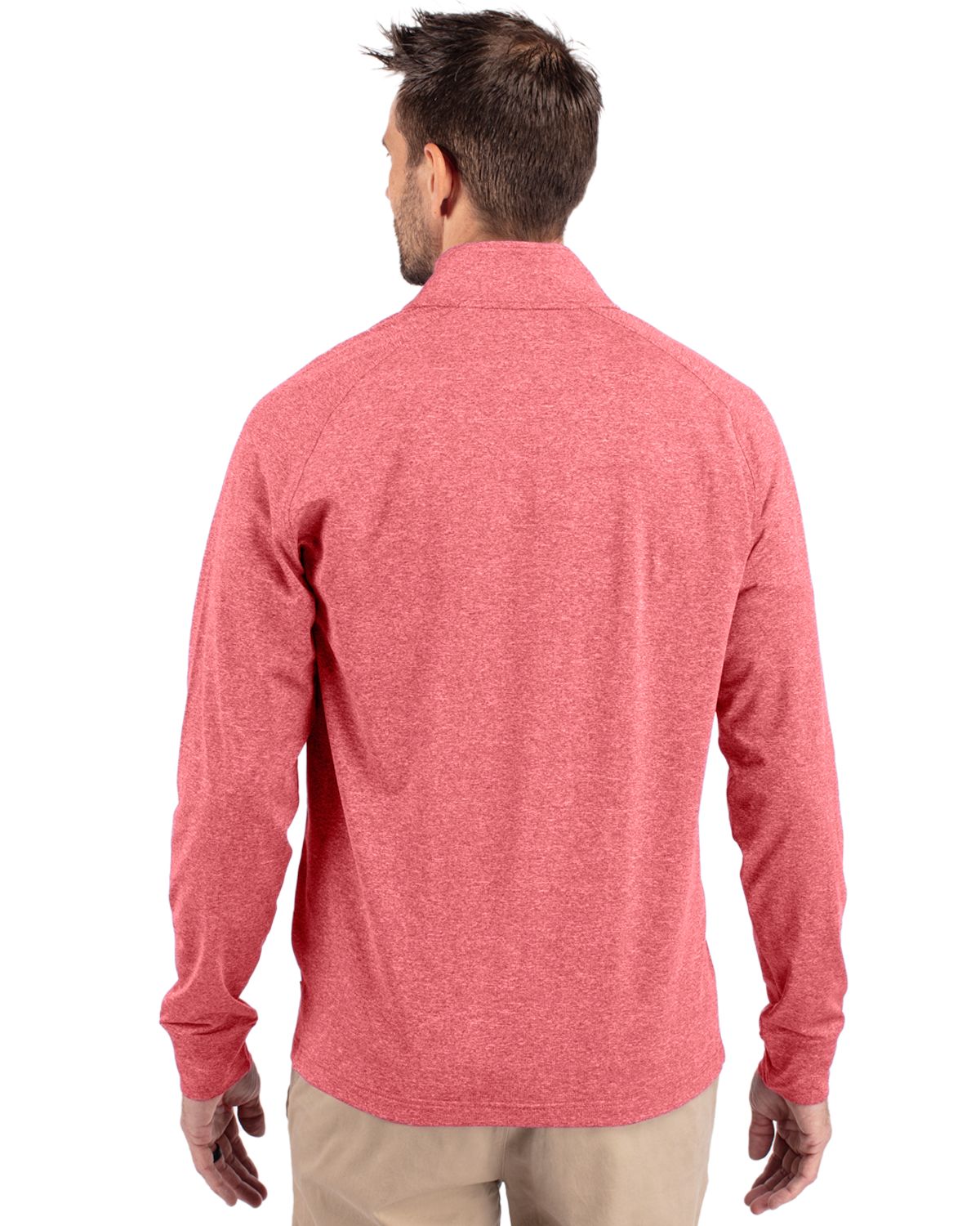 Cutter & Buck Adapt Recycled Soft Knit Stretch Mens Heathered Quarter Zip Pullover