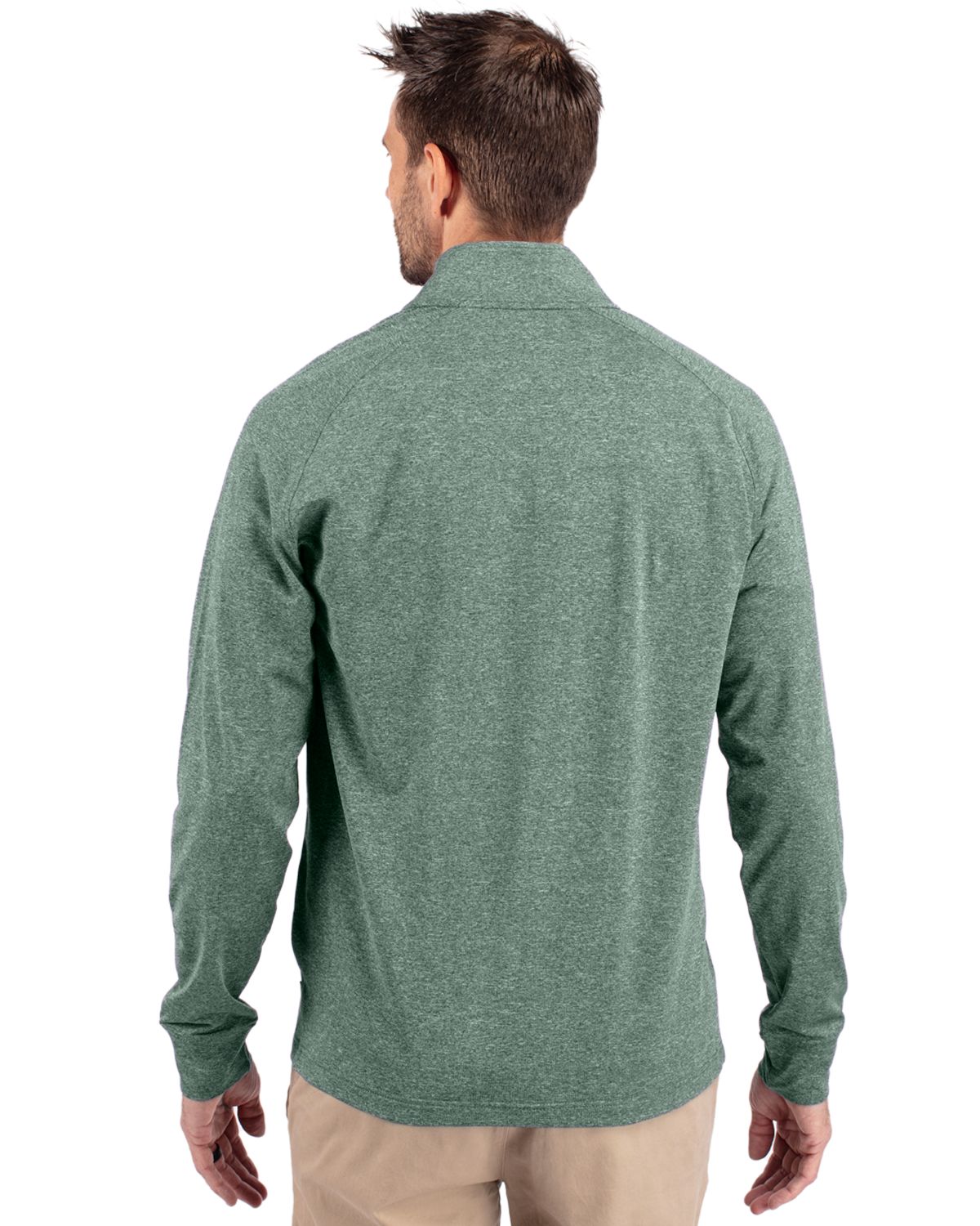 Cutter & Buck Adapt Recycled Soft Knit Stretch Mens Heathered Quarter Zip Pullover