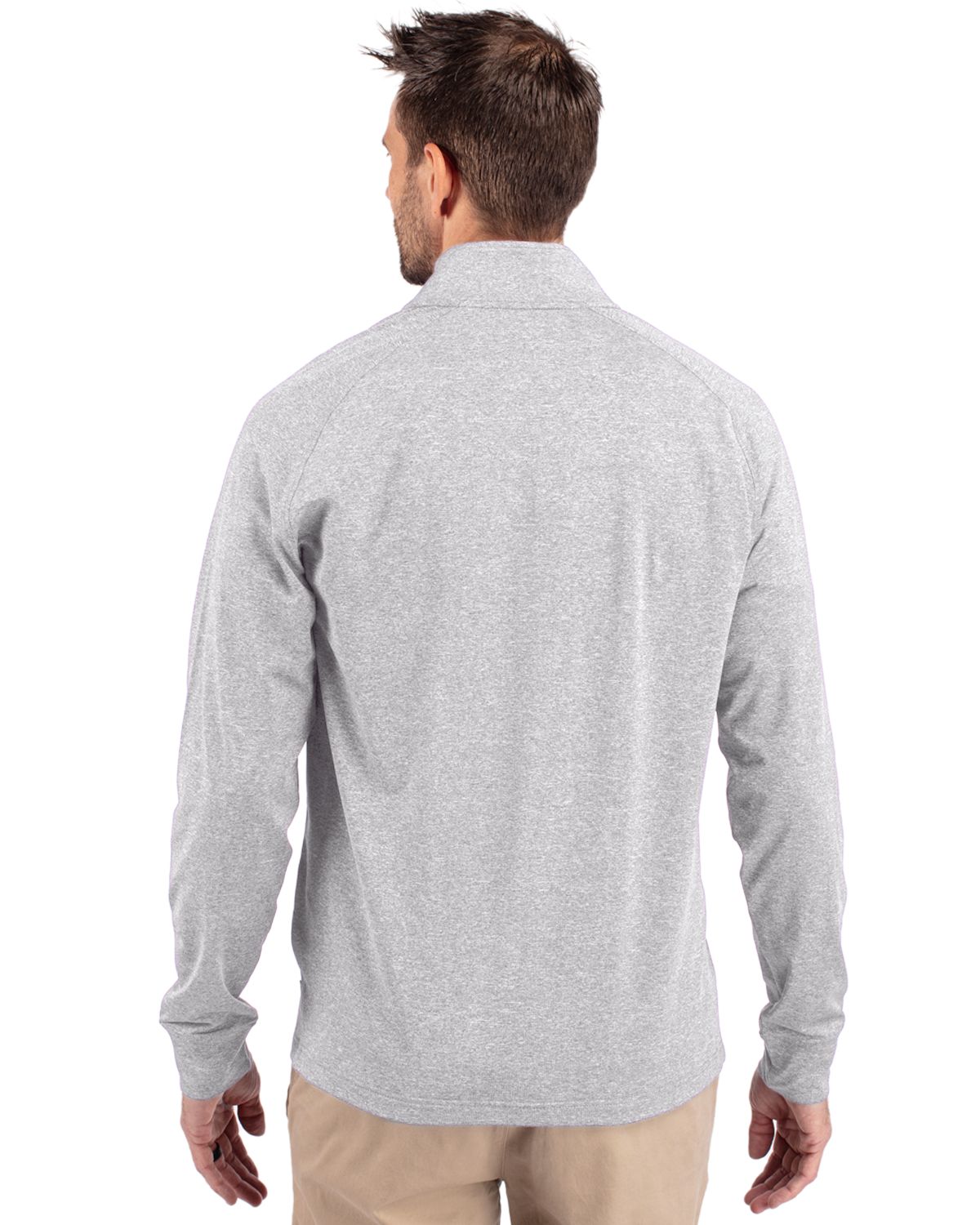 Cutter & Buck Adapt Recycled Soft Knit Stretch Mens Heathered Quarter Zip Pullover