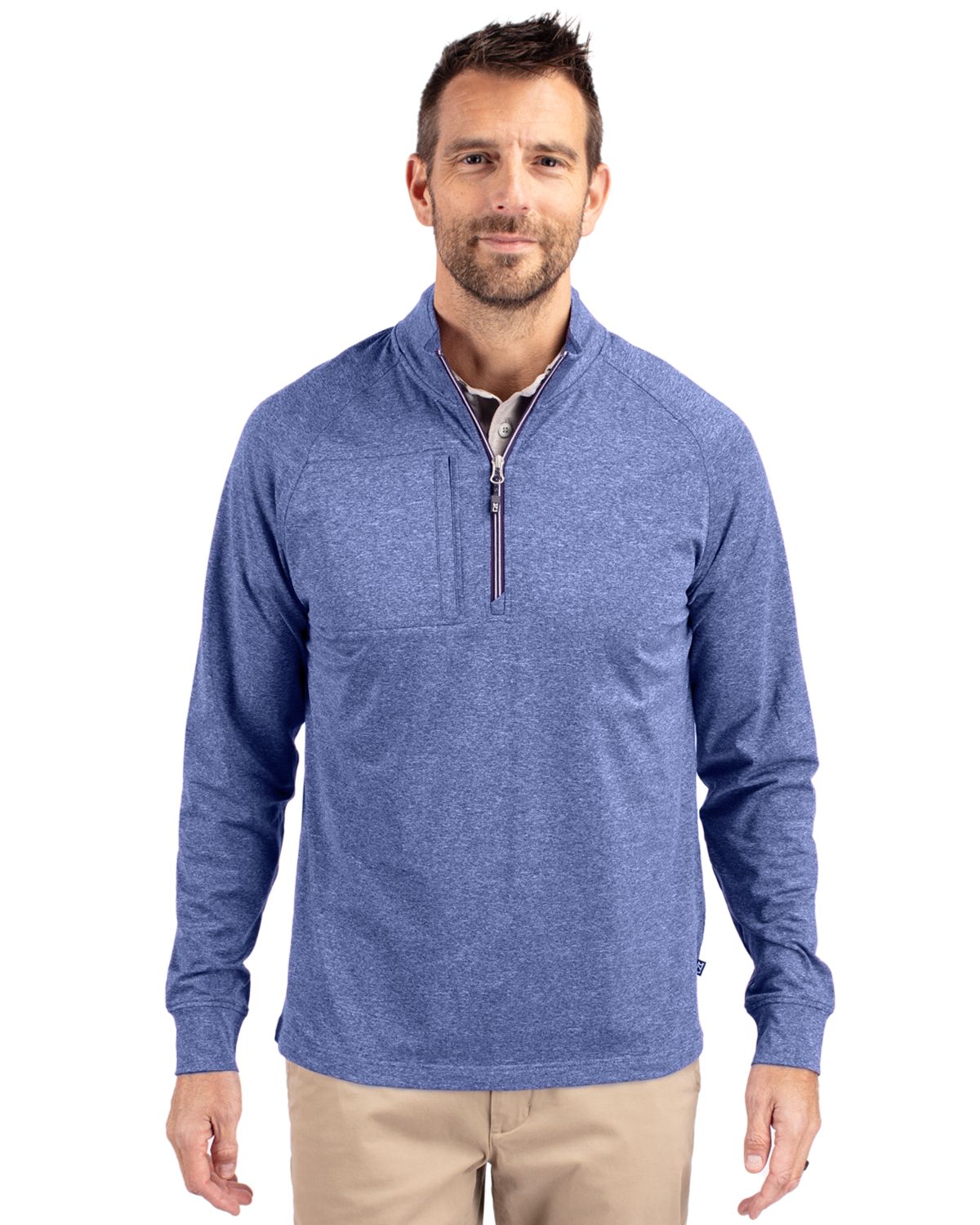 Cutter & Buck Adapt Recycled Soft Knit Stretch Mens Big & Tall Heathered Quarter Zip Pullover