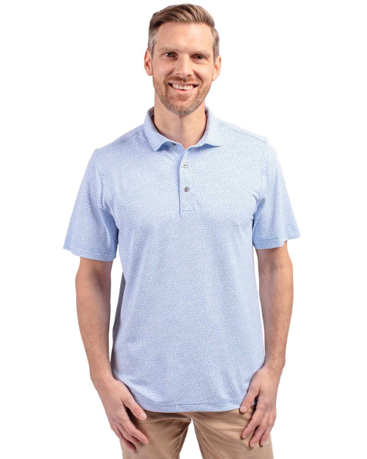 Cutter & Buck Virtue Recycled Botanical Print Featherlight Pique Mens Polo