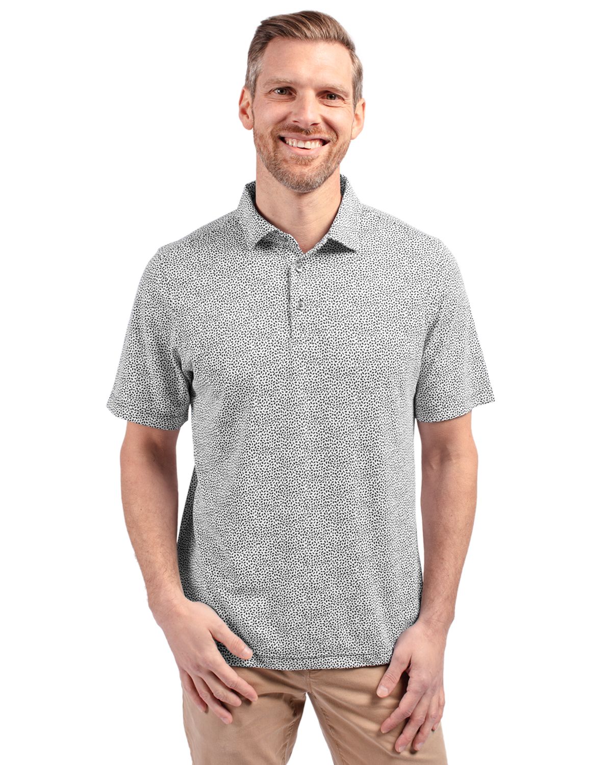 Cutter & Buck Virtue Recycled Botanical Print Featherlight Pique Mens Polo