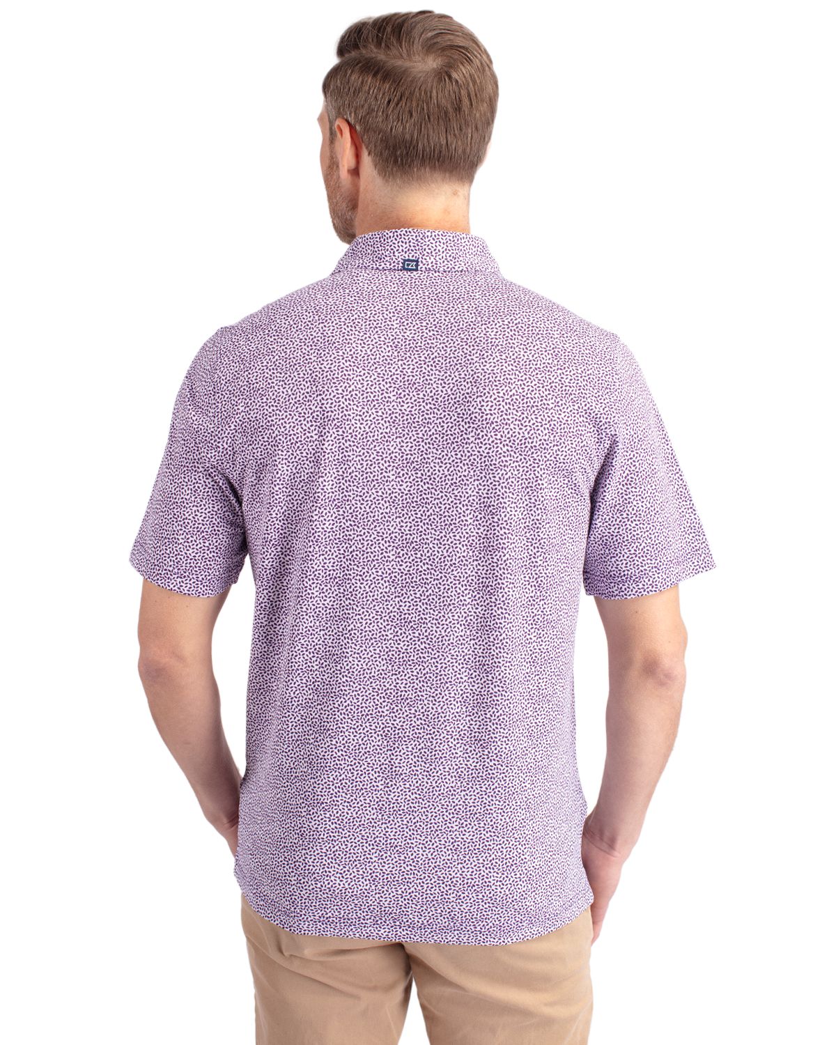 Cutter & Buck Virtue Recycled Botanical Print Featherlight Pique Mens Polo