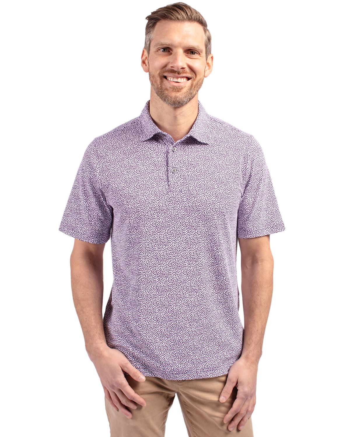 Cutter & Buck Virtue Recycled Botanical Print Featherlight Pique Mens Polo