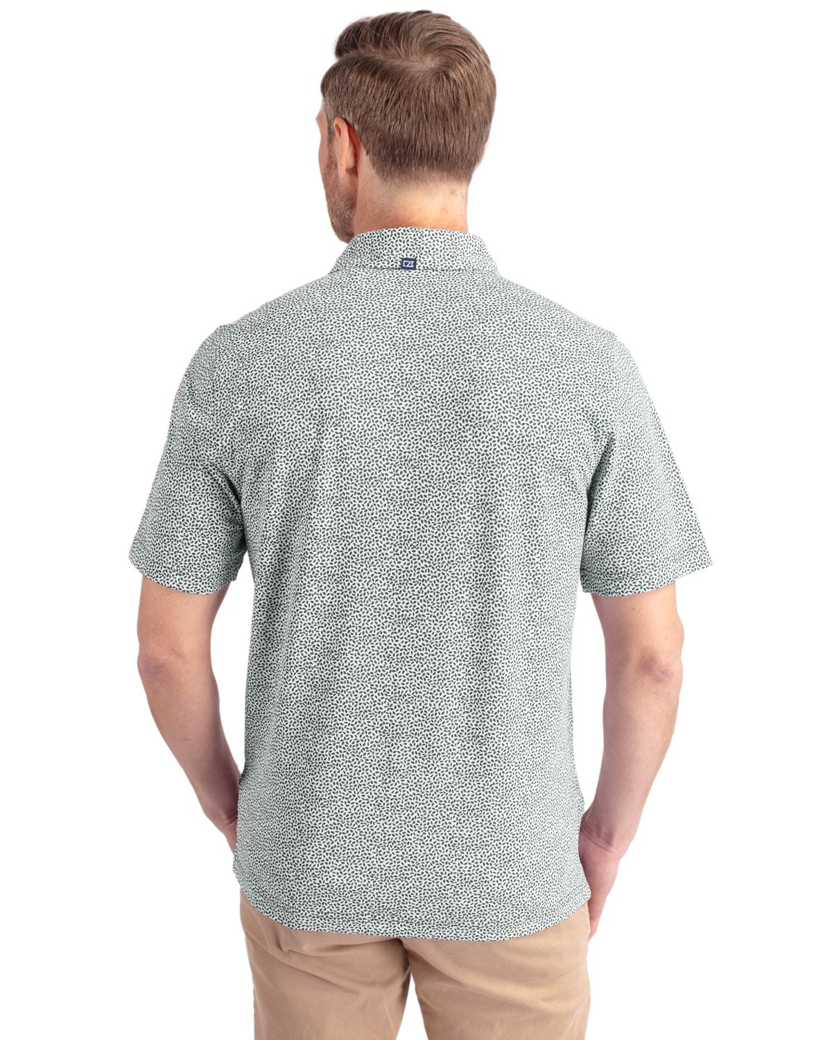 Cutter & Buck Virtue Recycled Botanical Print Featherlight Pique Mens Polo