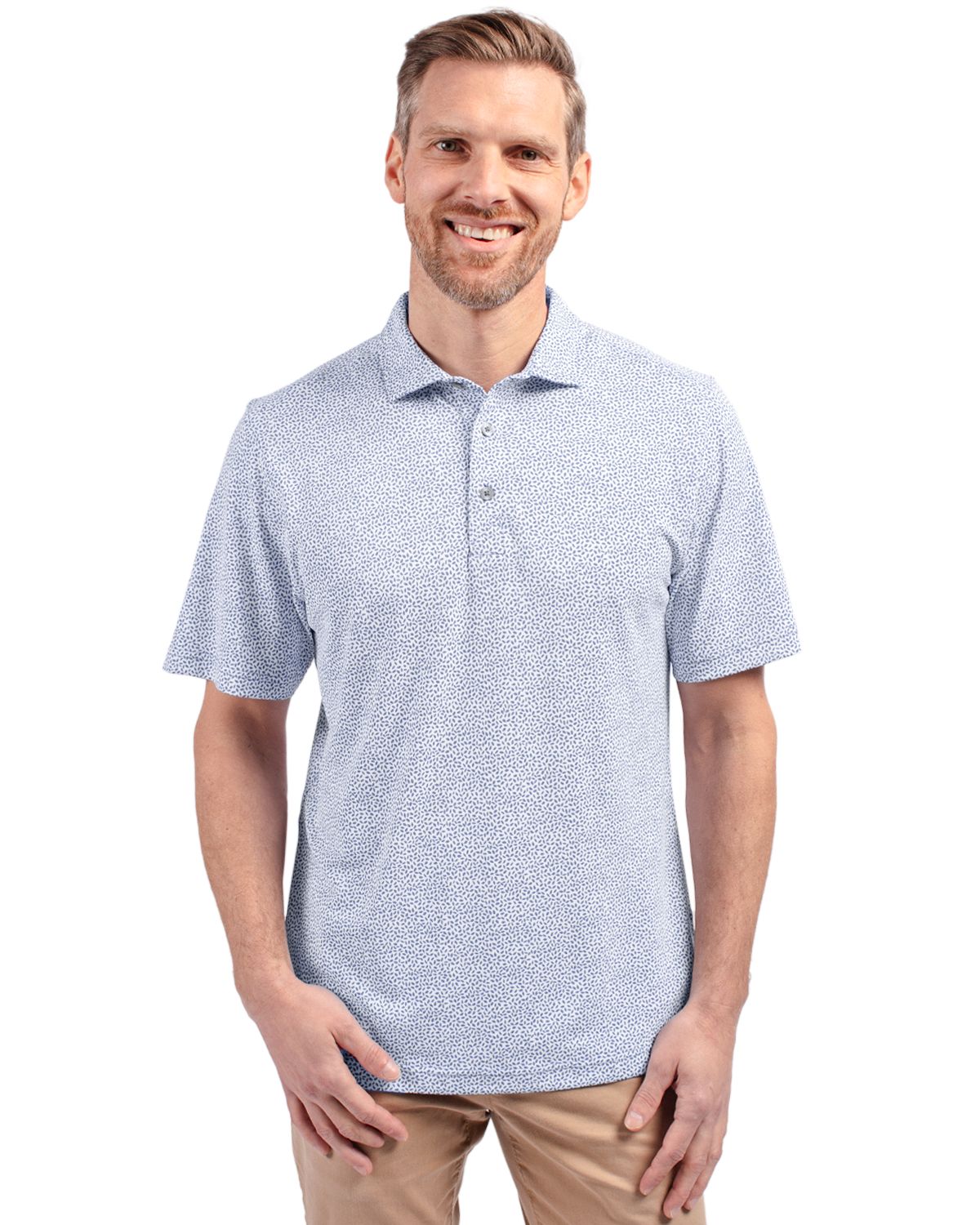Cutter & Buck Virtue Recycled Botanical Print Featherlight Pique Mens Polo