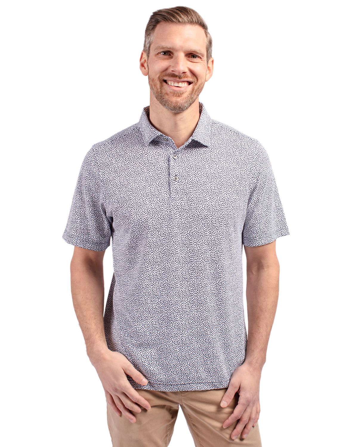 Cutter & Buck Virtue Recycled Botanical Print Featherlight Pique Mens Polo
