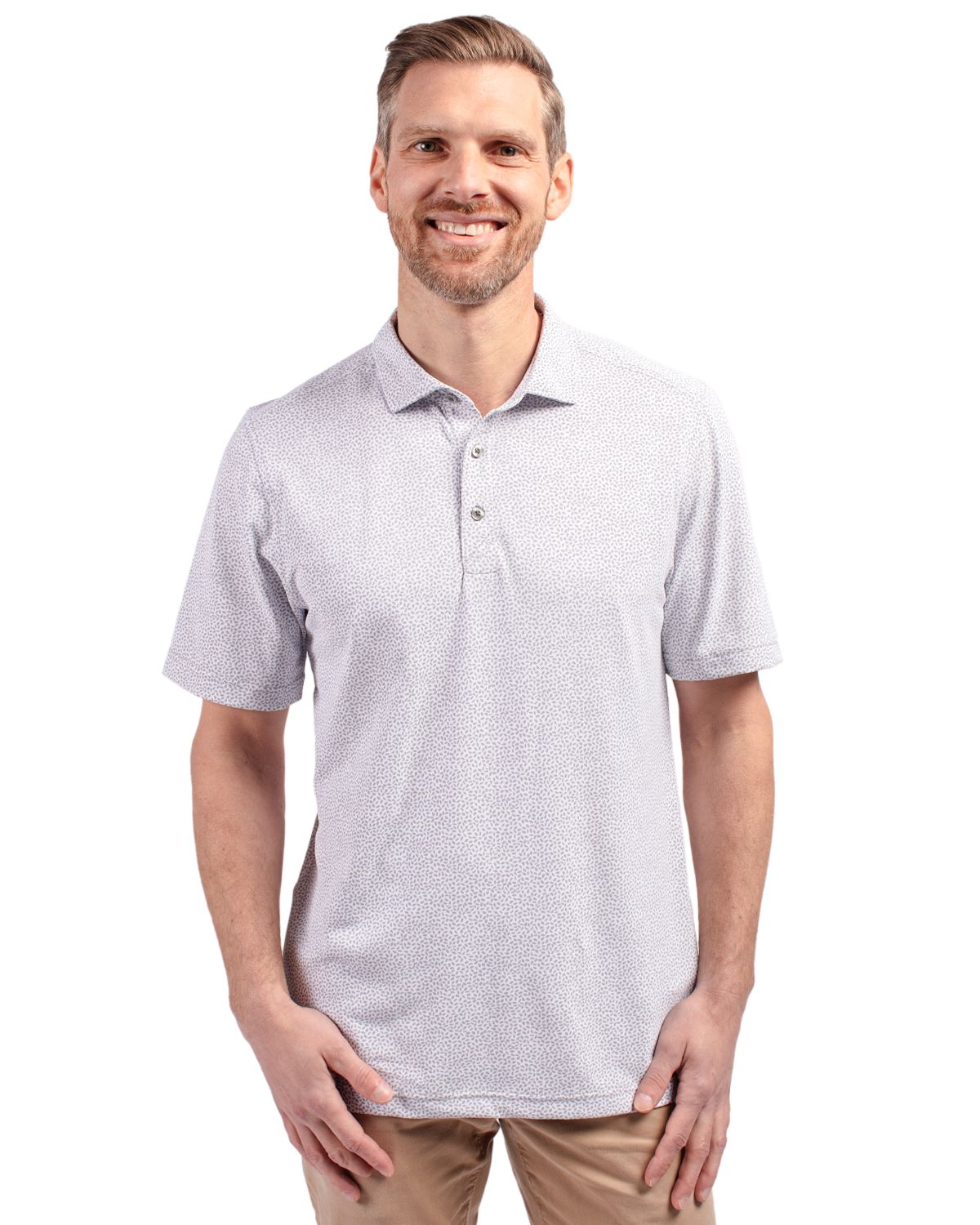 Cutter & Buck Virtue Recycled Botanical Print Featherlight Pique Mens Polo