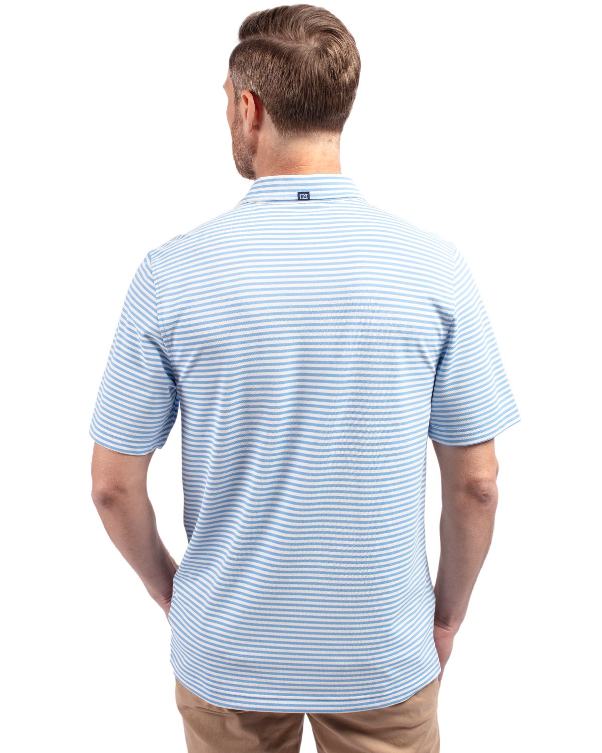 Cutter & Buck Virtue Recycled Stripe Featherlight Pique Mens Polo