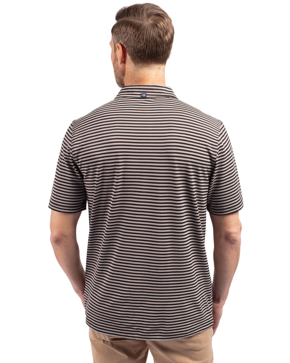 Cutter & Buck Virtue Recycled Stripe Featherlight Pique Mens Polo