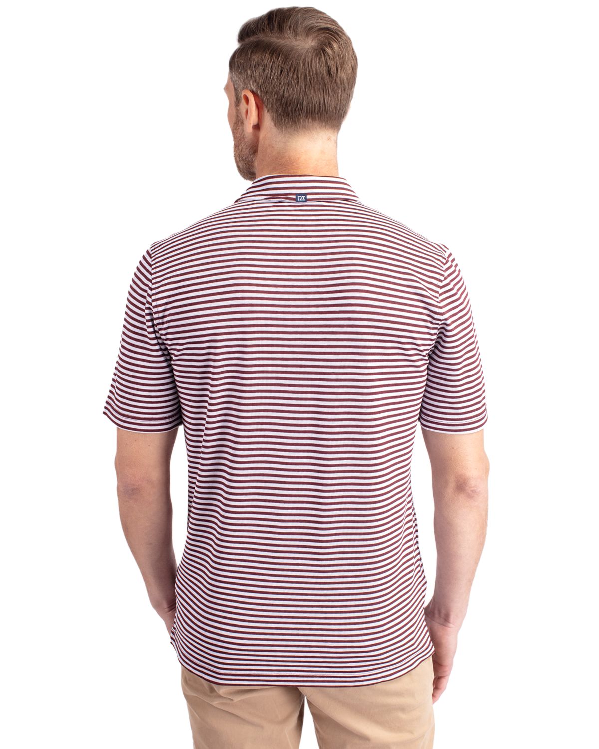 Cutter & Buck Virtue Recycled Stripe Featherlight Pique Mens Polo
