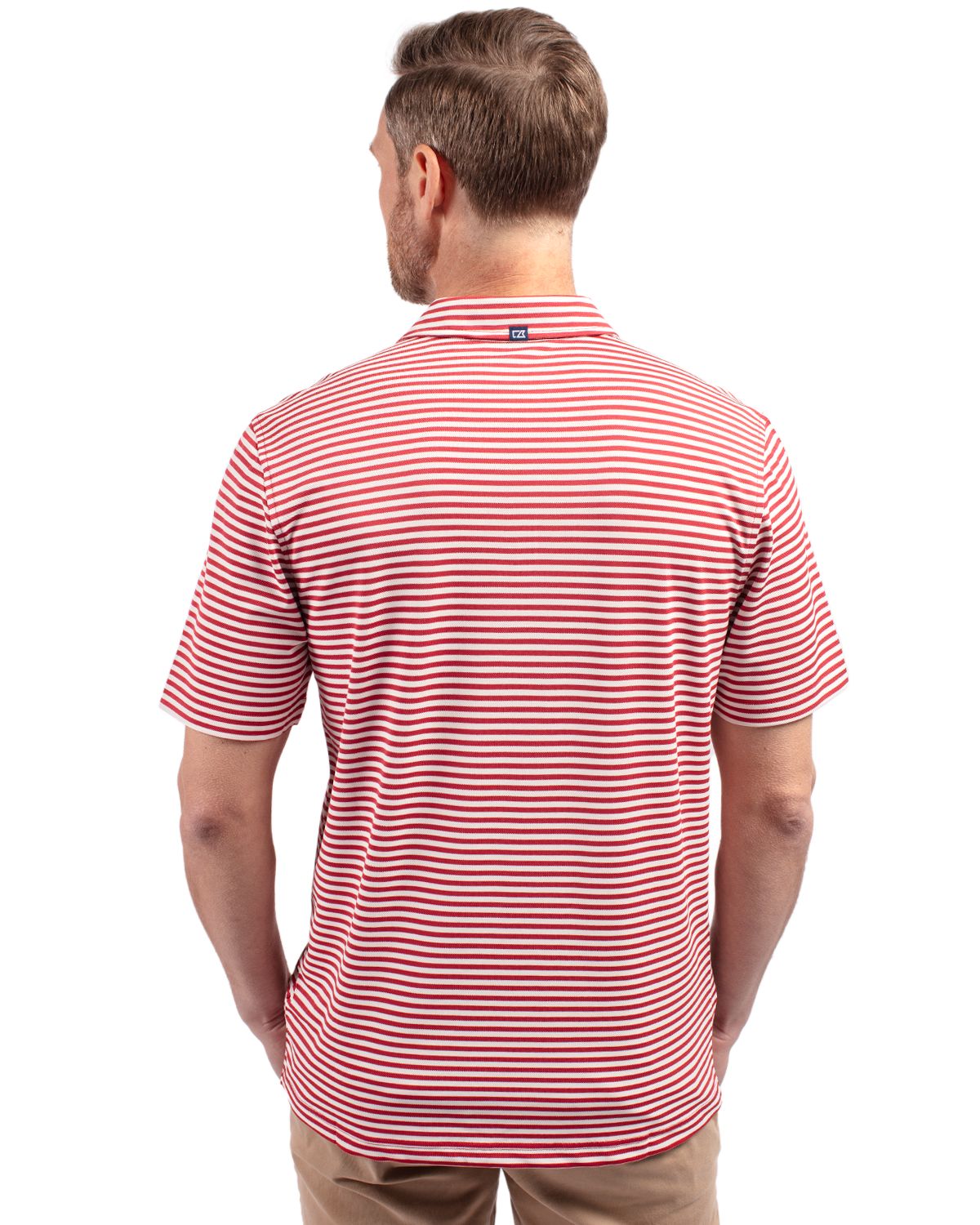 Cutter & Buck Virtue Recycled Stripe Featherlight Pique Mens Polo