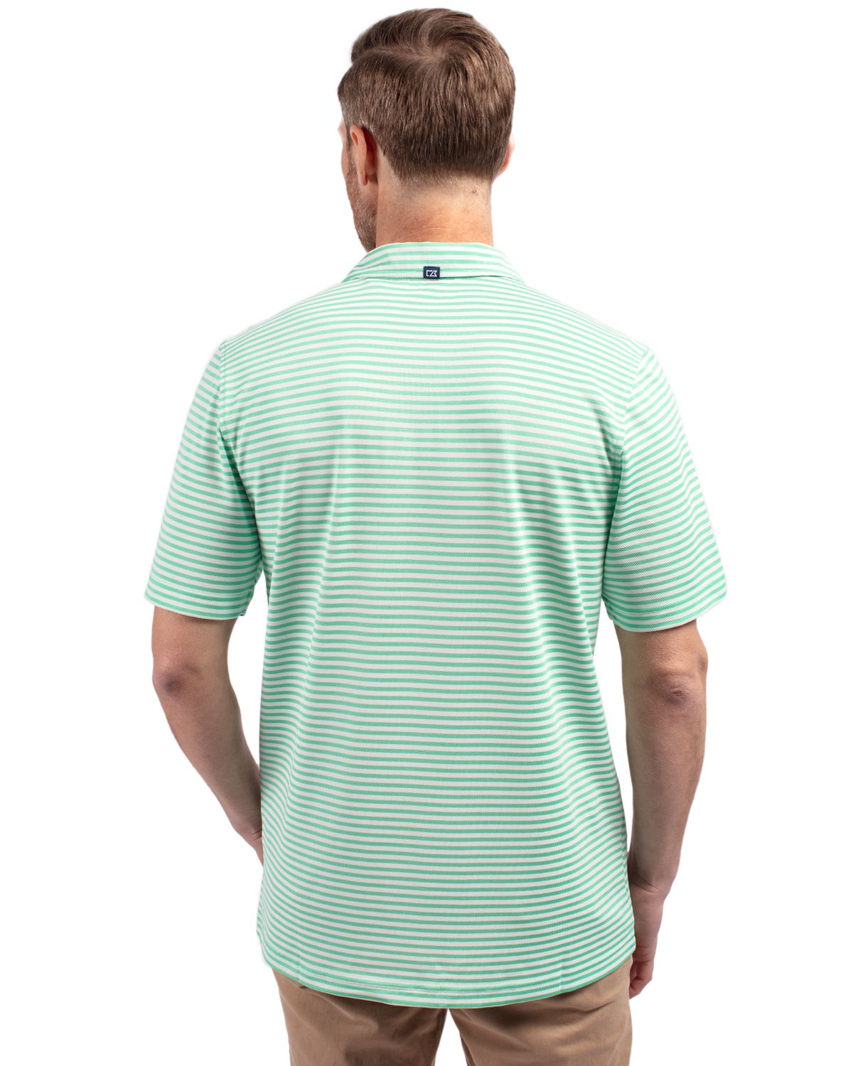 Cutter & Buck Virtue Recycled Stripe Featherlight Pique Mens Polo