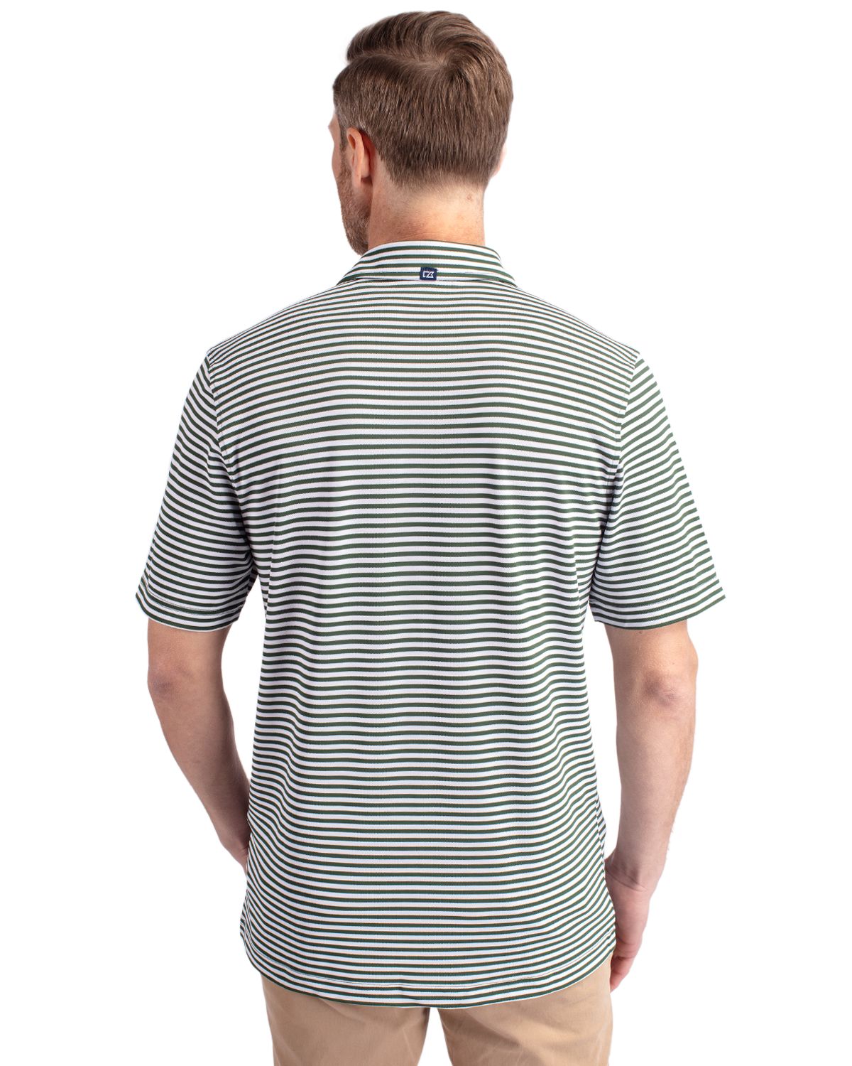 Cutter & Buck Virtue Recycled Stripe Featherlight Pique Mens Polo