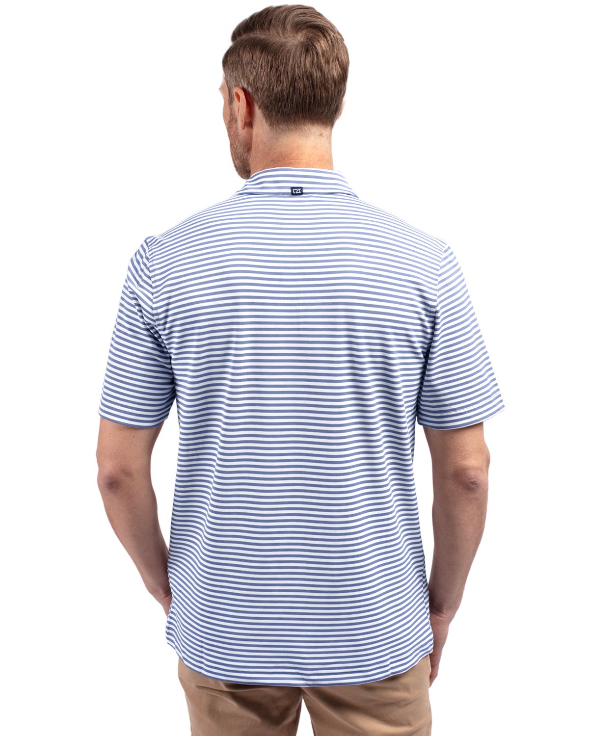 Cutter & Buck Virtue Recycled Stripe Featherlight Pique Mens Polo