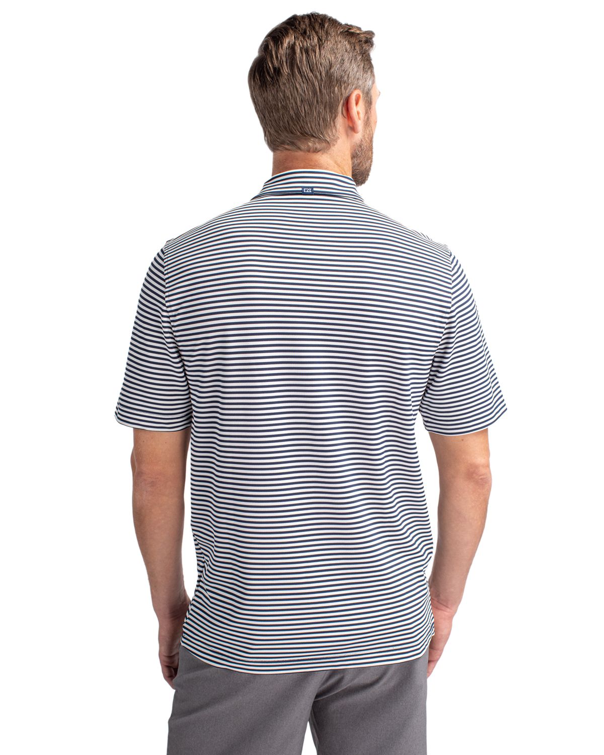 Cutter & Buck Virtue Recycled Stripe Featherlight Pique Mens Polo