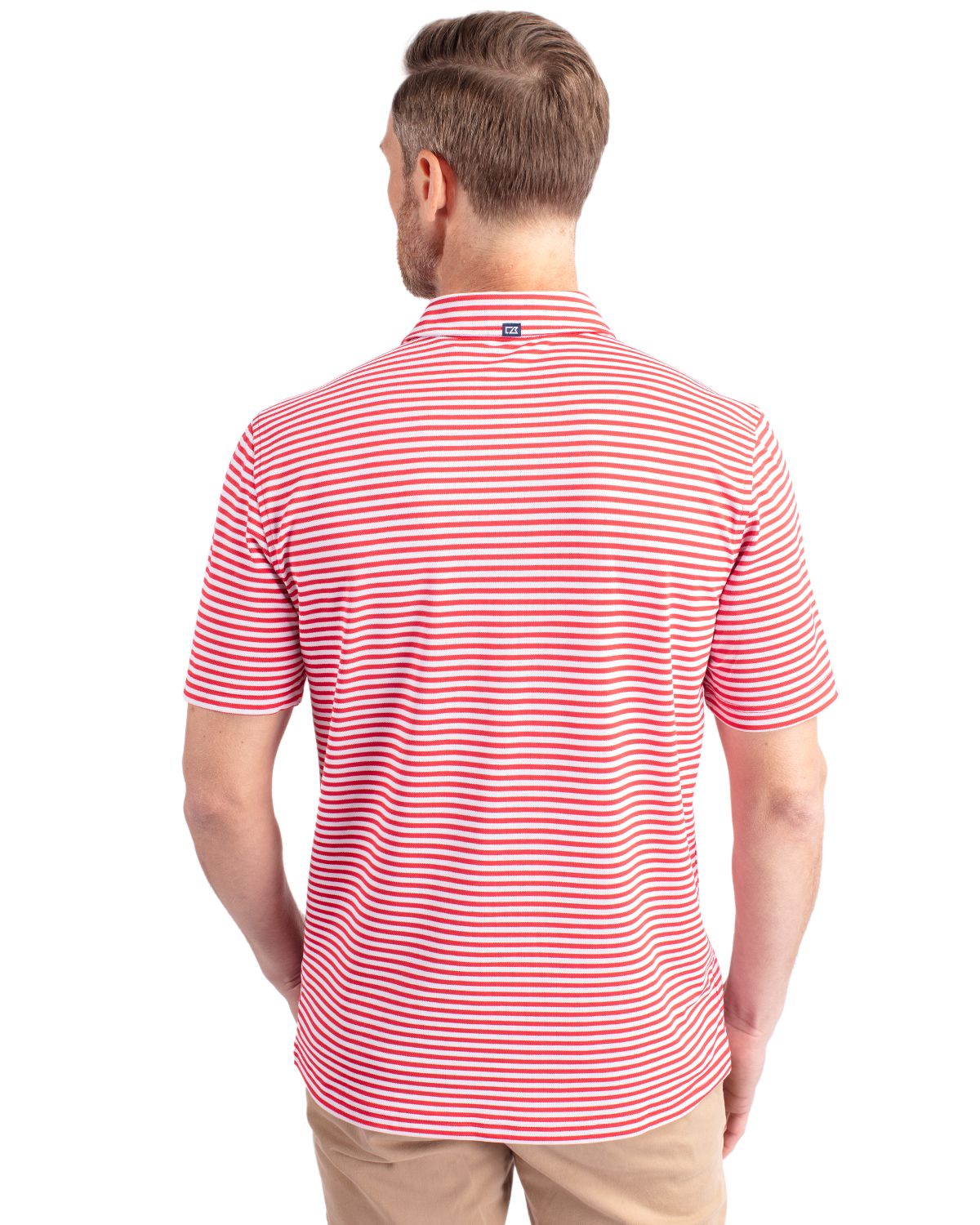 Cutter & Buck Virtue Recycled Stripe Featherlight Pique Mens Polo
