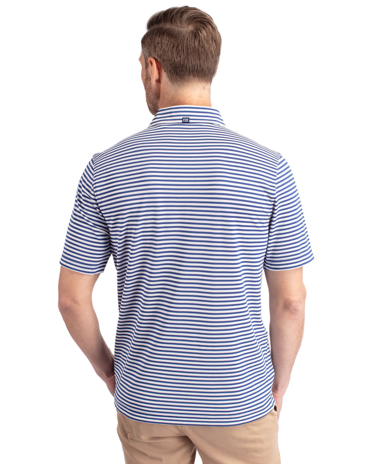 Cutter & Buck Virtue Recycled Stripe Featherlight Pique Mens Polo