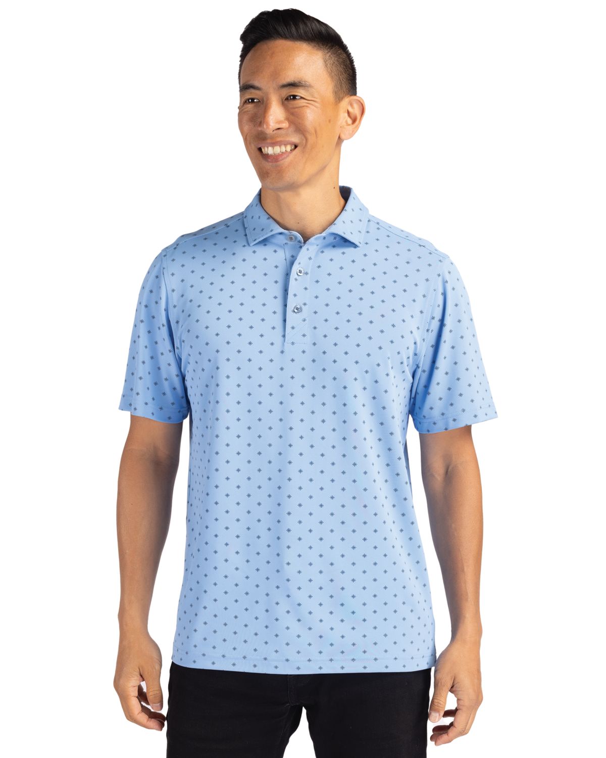Cutter & Buck Virtue Recycled Tile Print Featherlight Pique Mens Polo