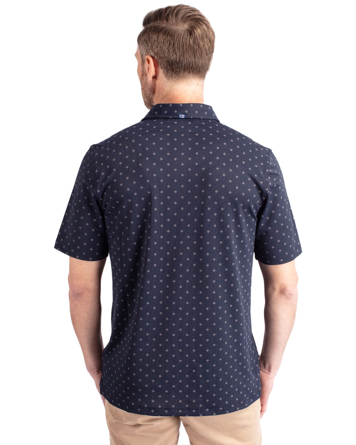 Cutter & Buck Virtue Recycled Tile Print Featherlight Pique Mens Polo