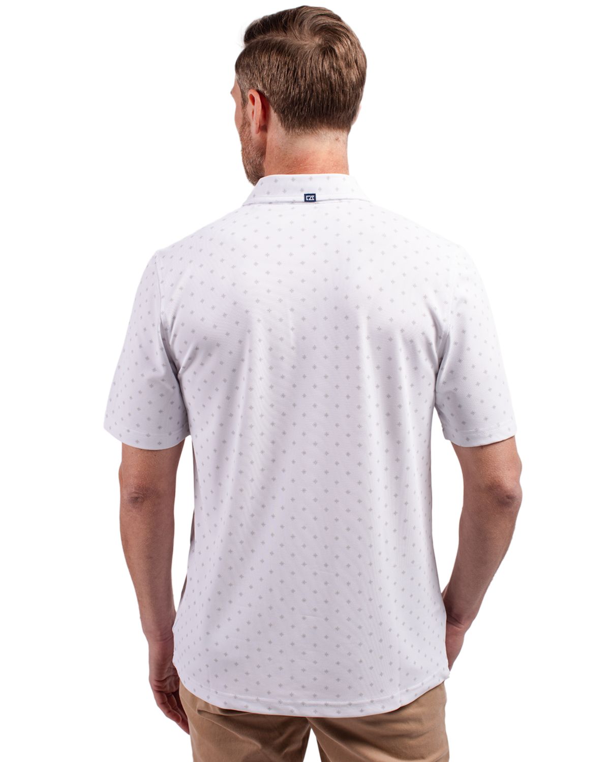Cutter & Buck Virtue Recycled Tile Print Featherlight Pique Mens Polo