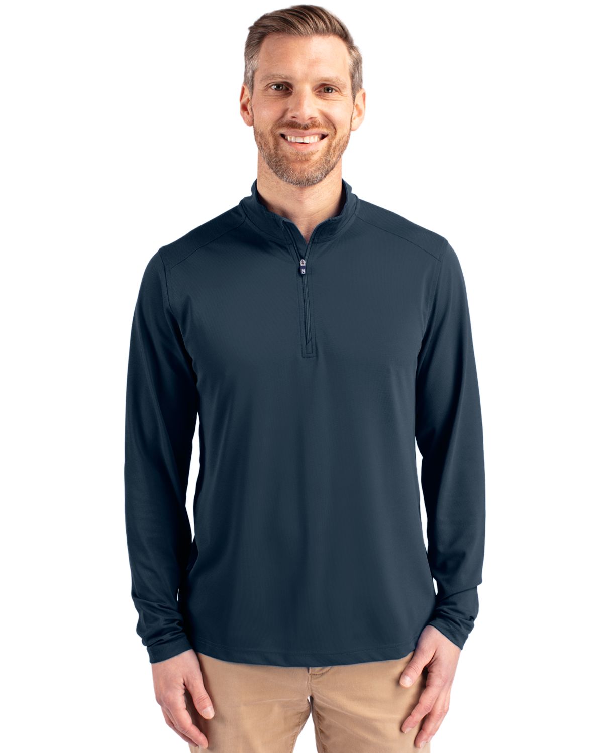 Cutter & Buck Virtue Recycled Featherlight Pique Mens Big & Tall Quarter Zip Pullover