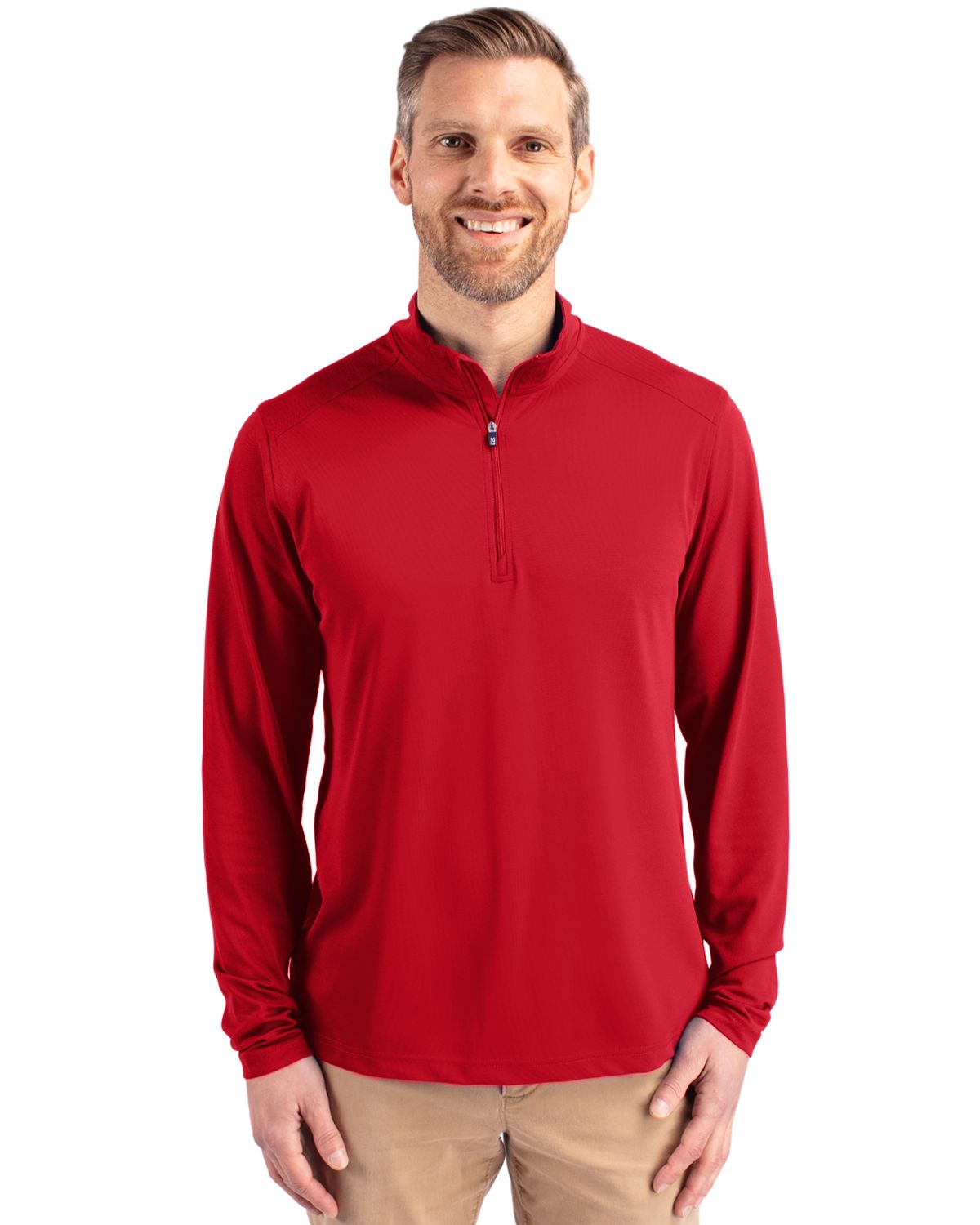 Cutter & Buck Virtue Recycled Featherlight Pique Mens Quarter Zip Pullover