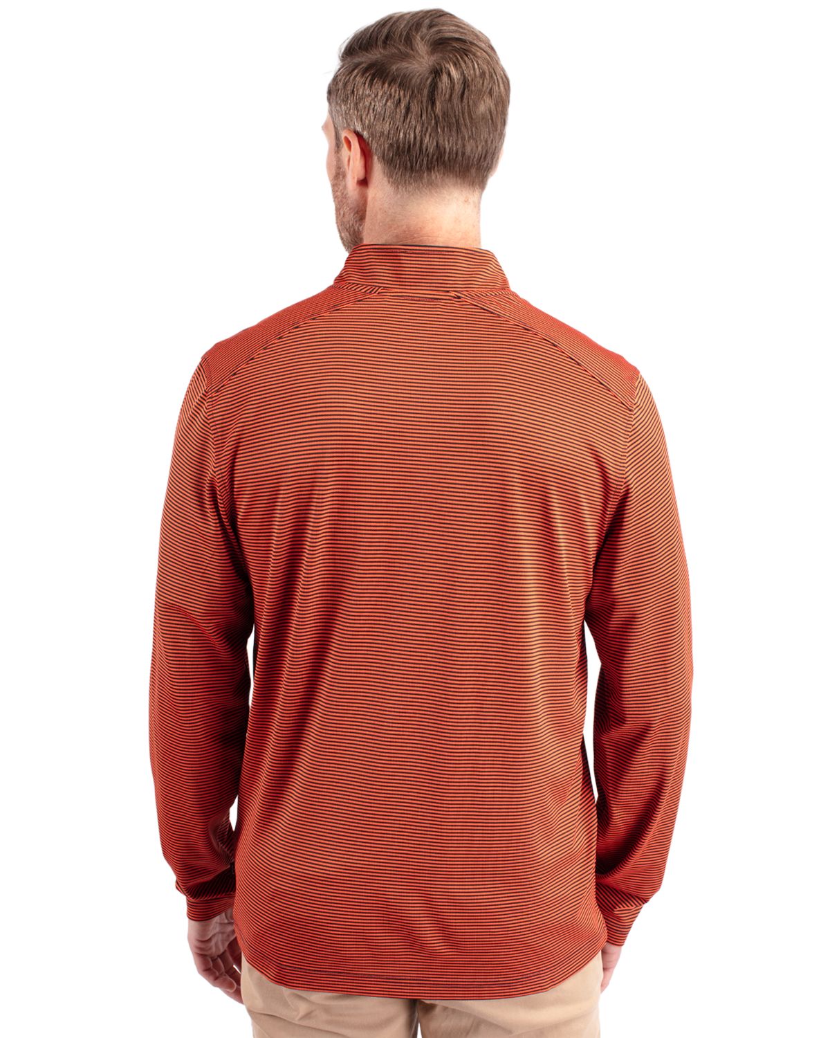 Cutter & Buck Virtue Recycled Micro Stripe Featherlight Pique Mens Quarter Zip Pullover