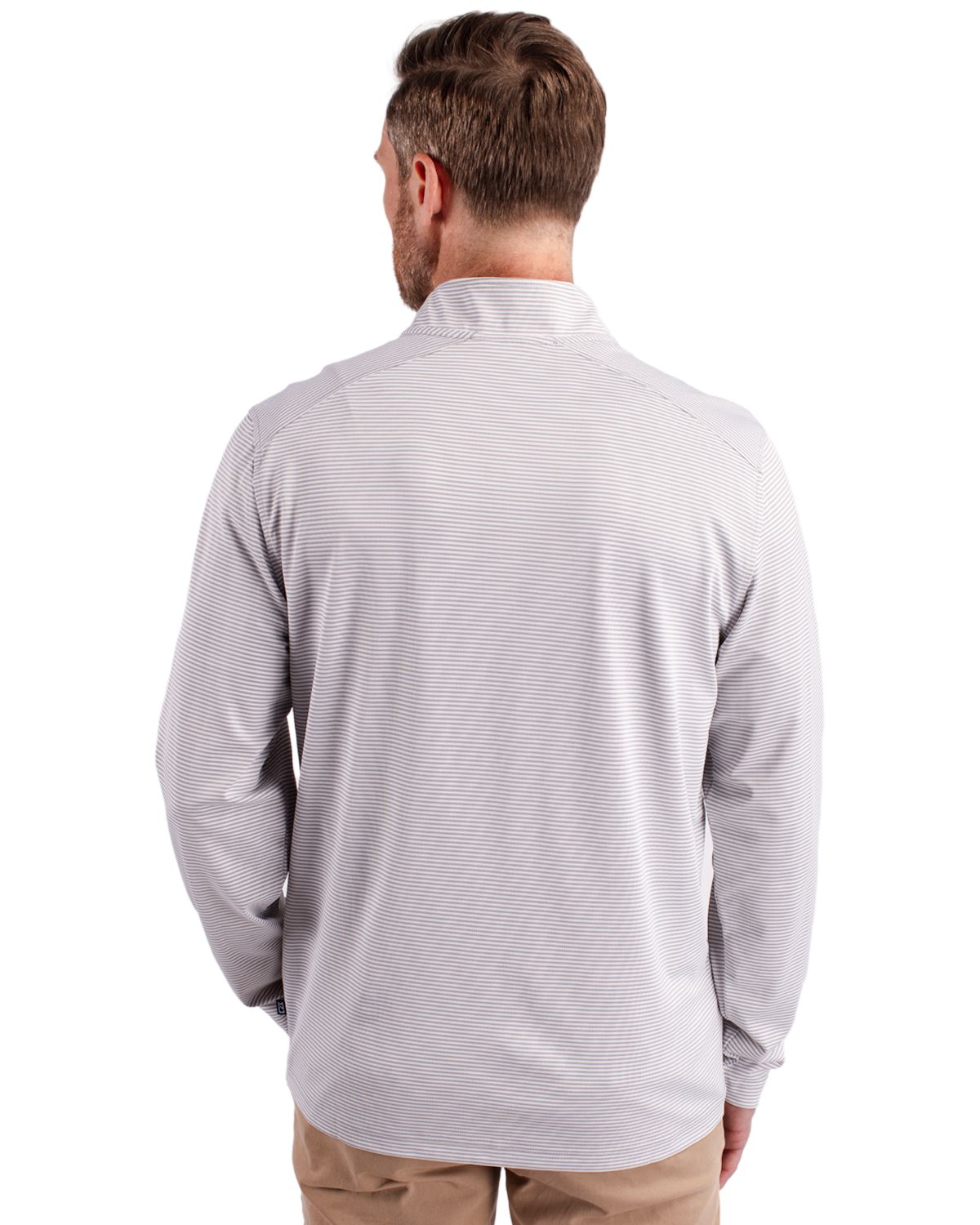 Cutter & Buck Virtue Recycled Micro Stripe Featherlight Pique Mens Quarter Zip Pullover