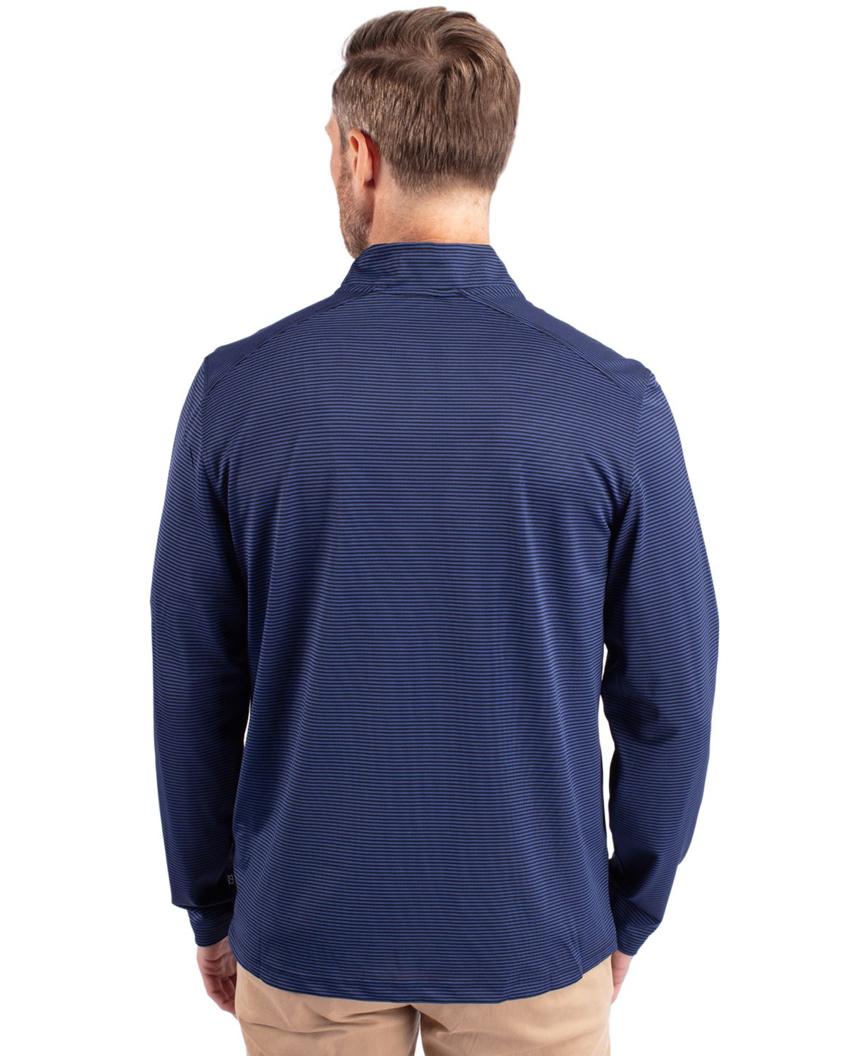 Cutter & Buck Virtue Recycled Micro Stripe Featherlight Pique Mens Quarter Zip Pullover