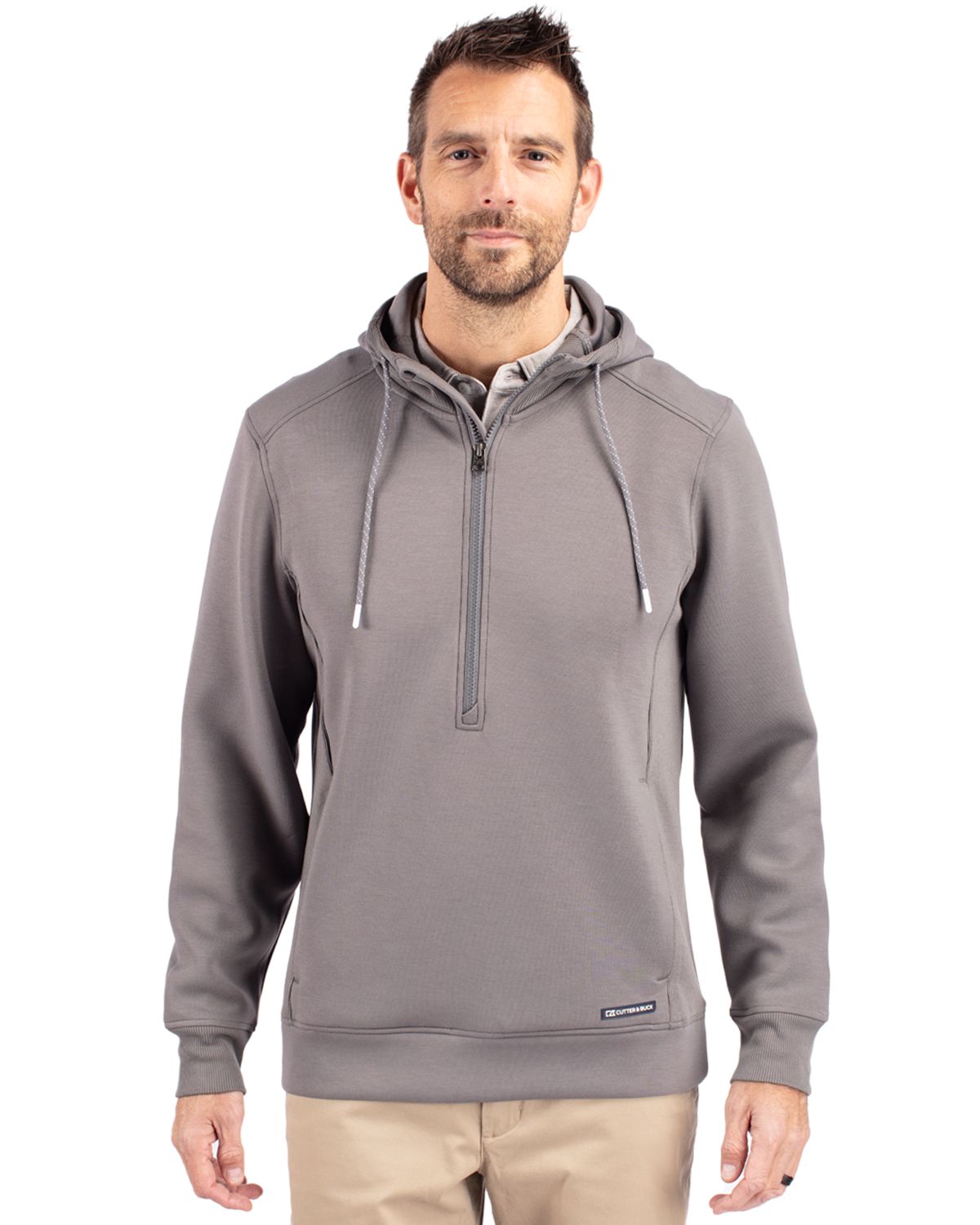 Cutter & Buck Roam Recycled Buttery-Soft Knit Mens Half Zip Hooded Pullover