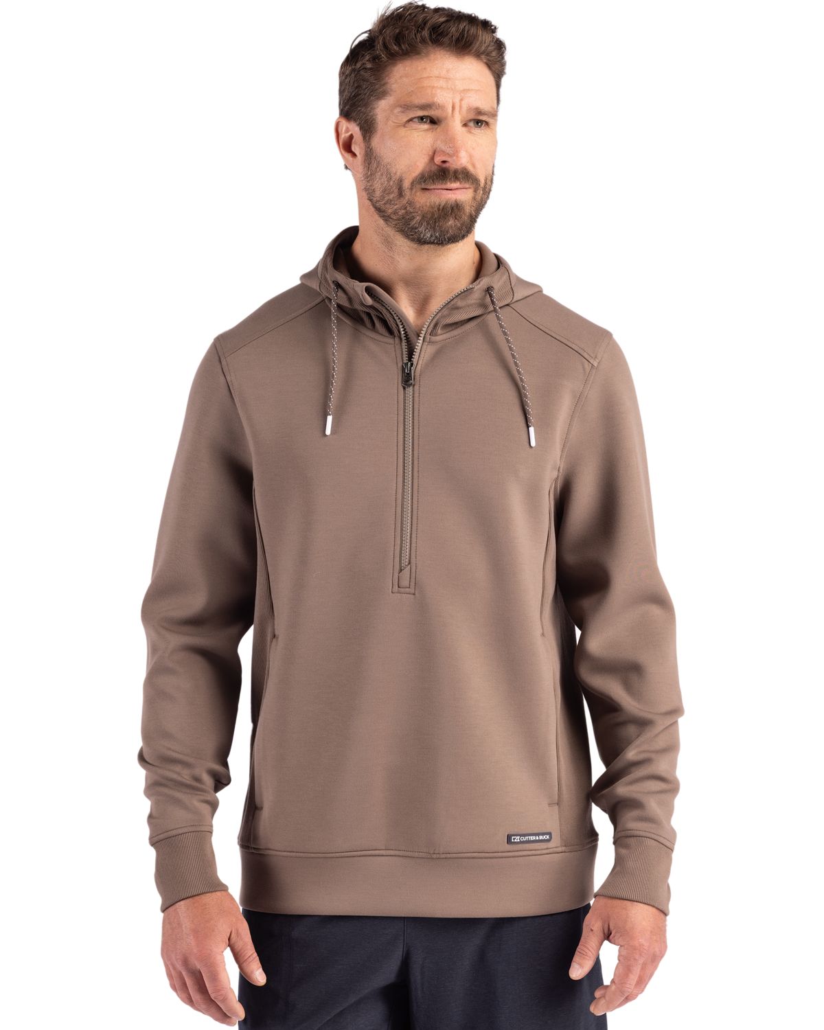 Cutter & Buck Roam Recycled Buttery-Soft Knit Mens Half Zip Hooded Pullover