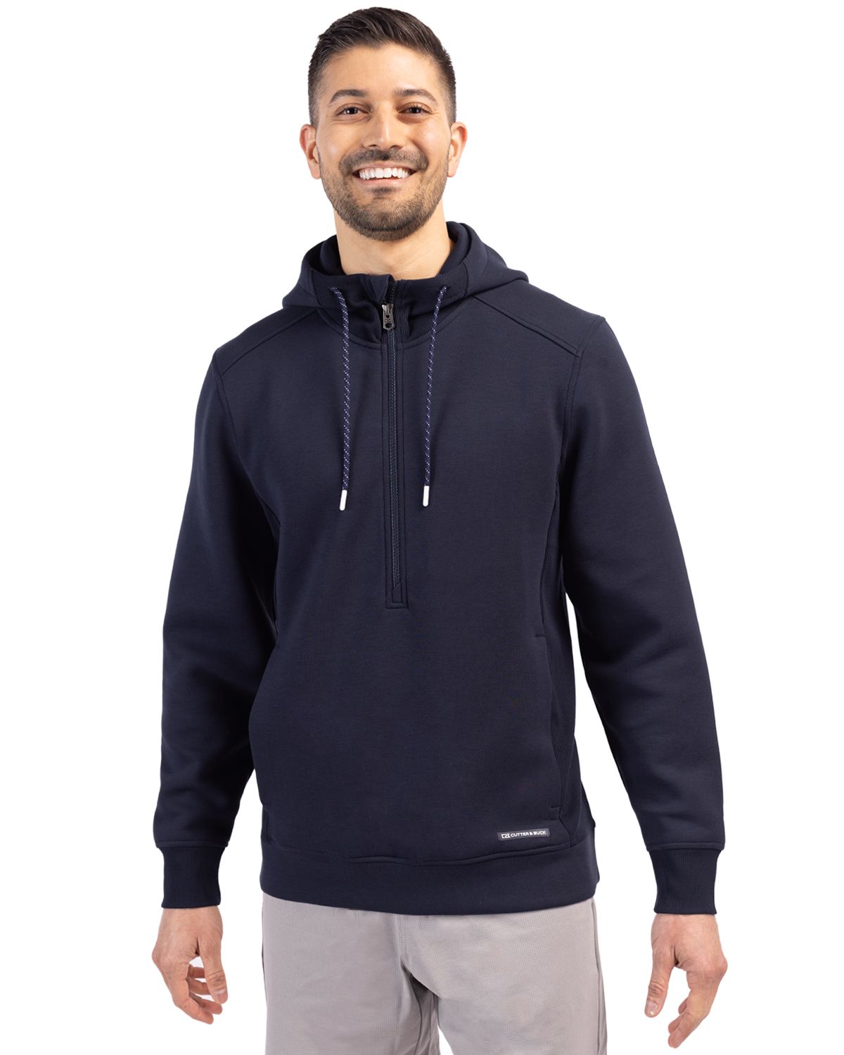 Cutter & Buck Roam Recycled Buttery-Soft Knit Mens Half Zip Hooded Pullover
