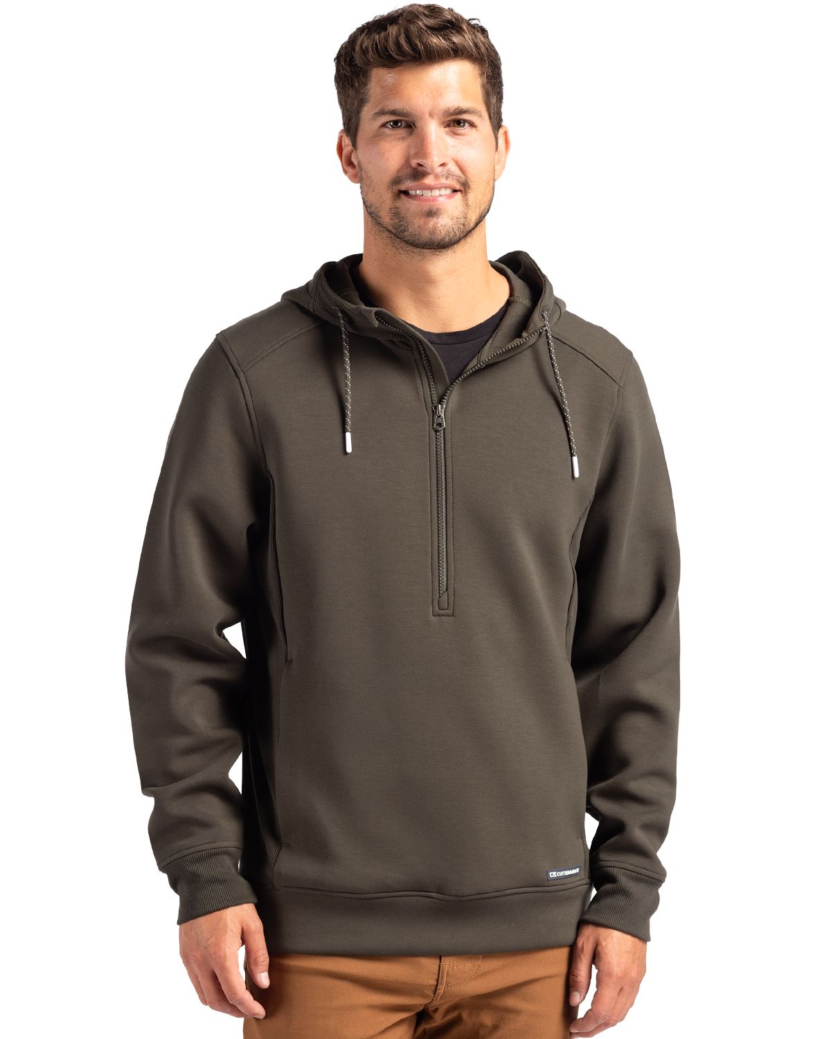 Cutter & Buck Roam Recycled Buttery-Soft Knit Mens Half Zip Hooded Pullover