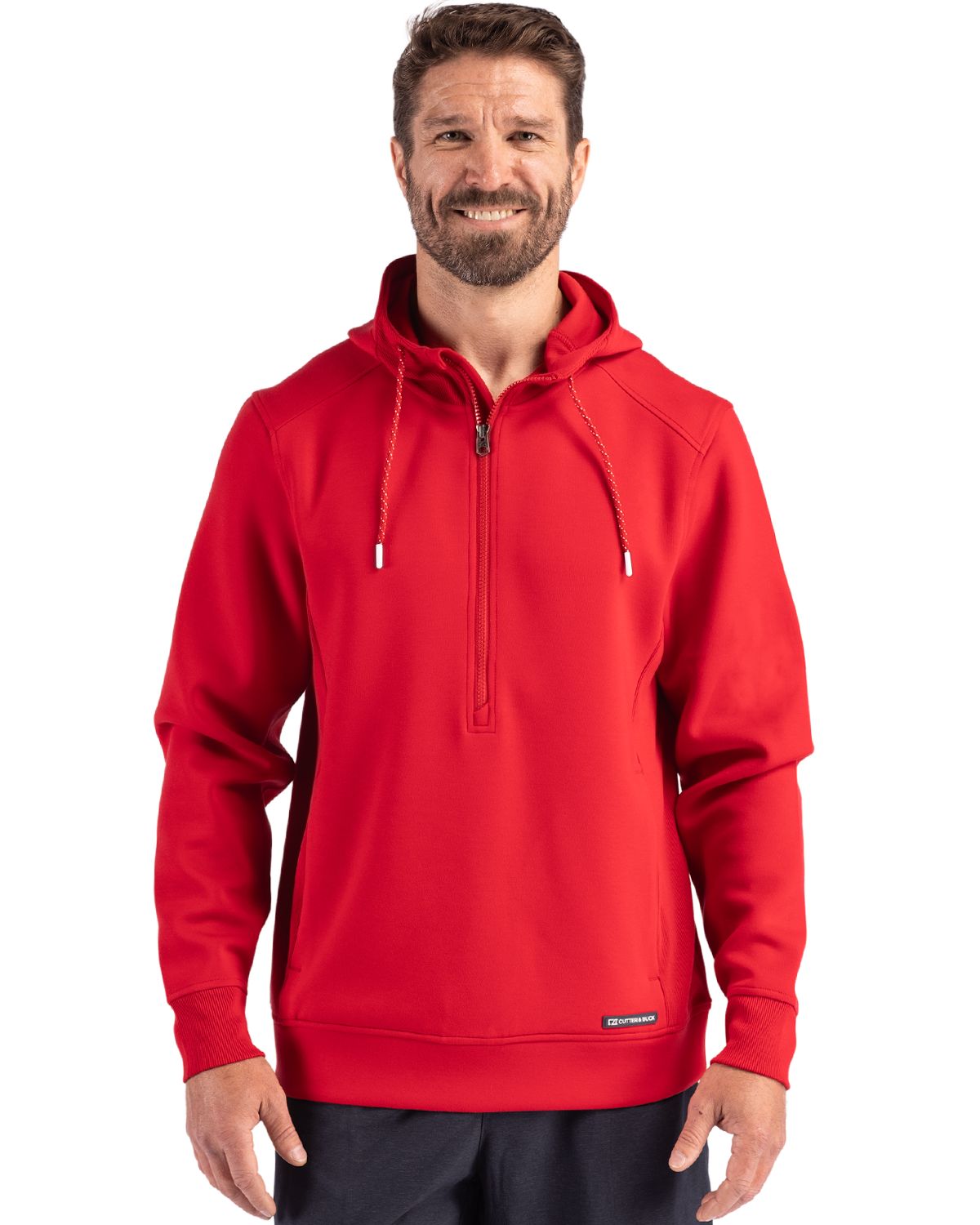 Cutter & Buck Roam Recycled Buttery-Soft Knit Mens Half Zip Hooded Pullover