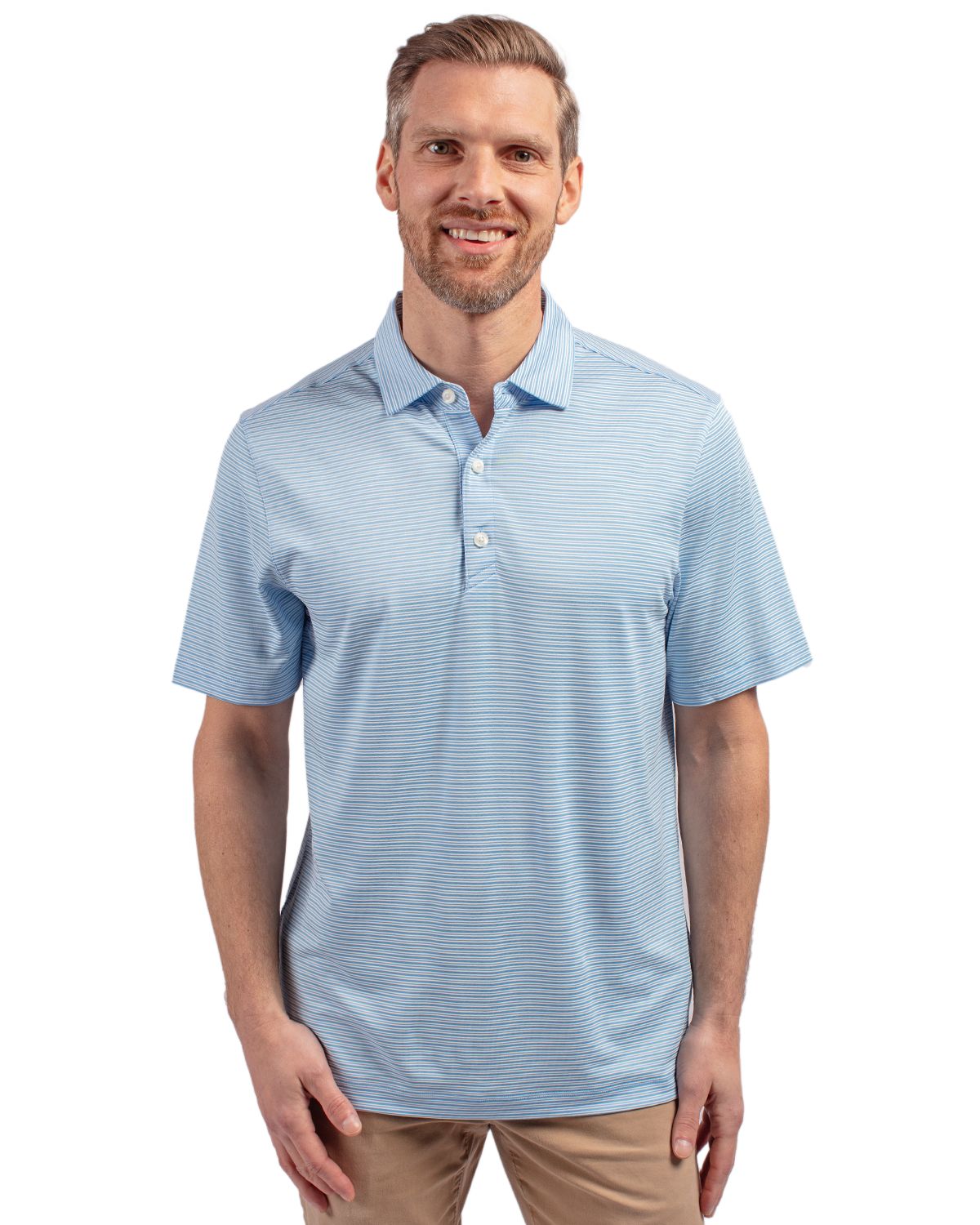 Cutter & Buck Forge Recycled Double Stripe Four-Way Stretch Mens Big & Tall Polo