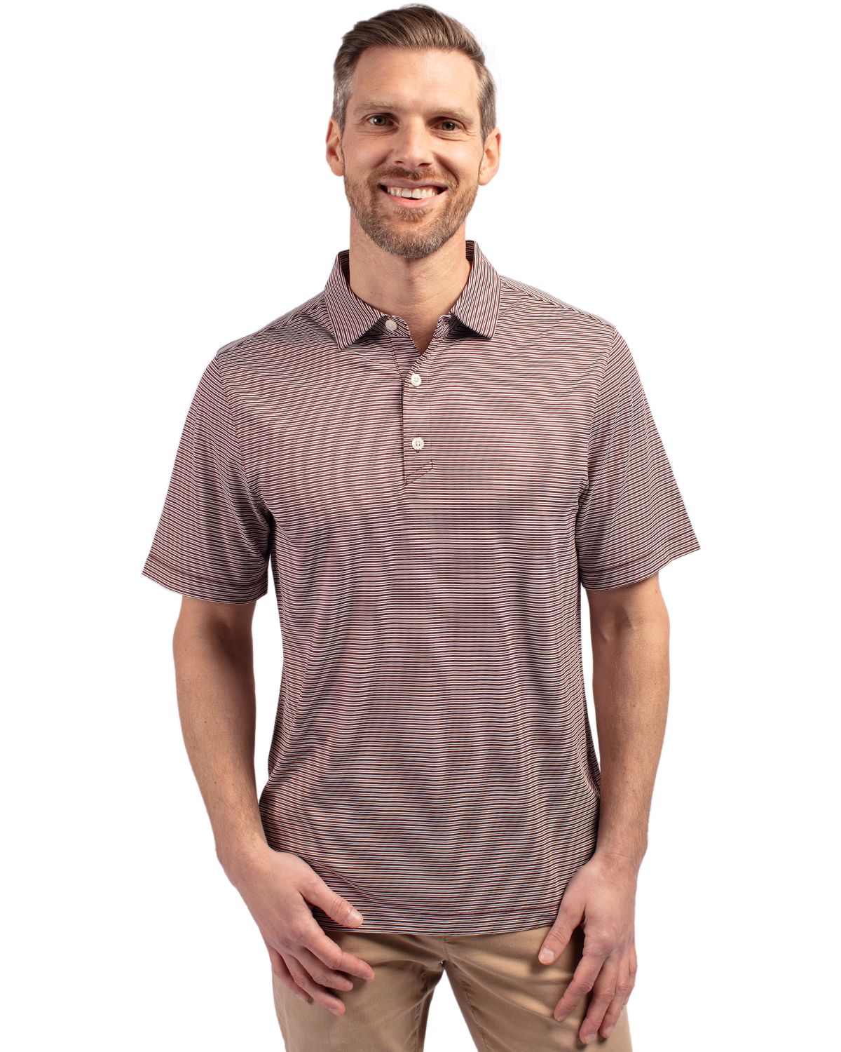Cutter & Buck Forge Recycled Double Stripe Four-Way Stretch Mens Polo
