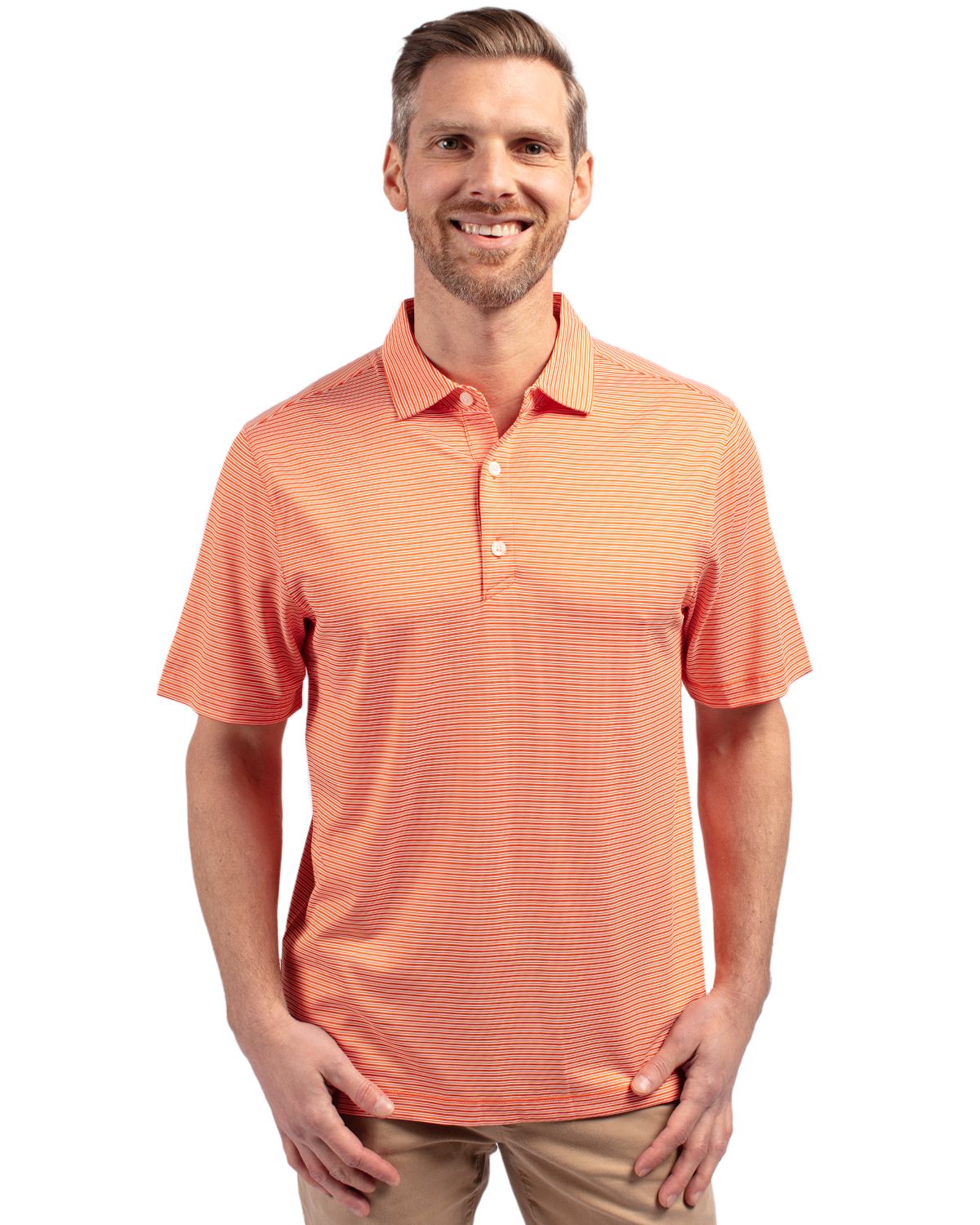Cutter & Buck Forge Recycled Double Stripe Four-Way Stretch Mens Polo