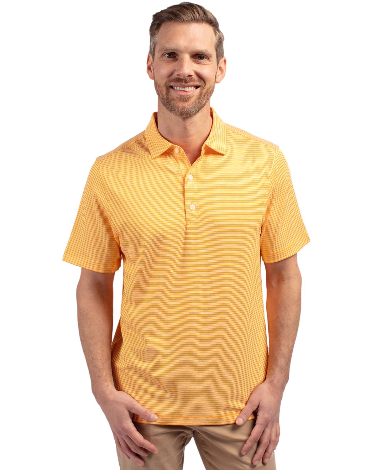 Cutter & Buck Forge Recycled Double Stripe Four-Way Stretch Mens Polo
