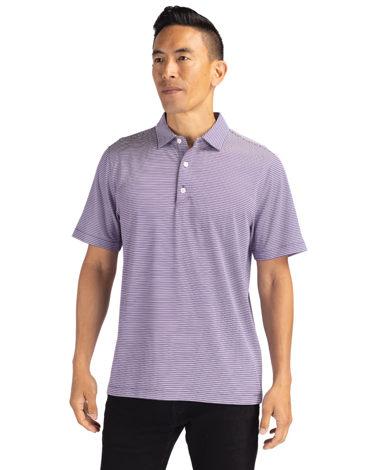 Cutter & Buck Forge Recycled Double Stripe Four-Way Stretch Mens Polo