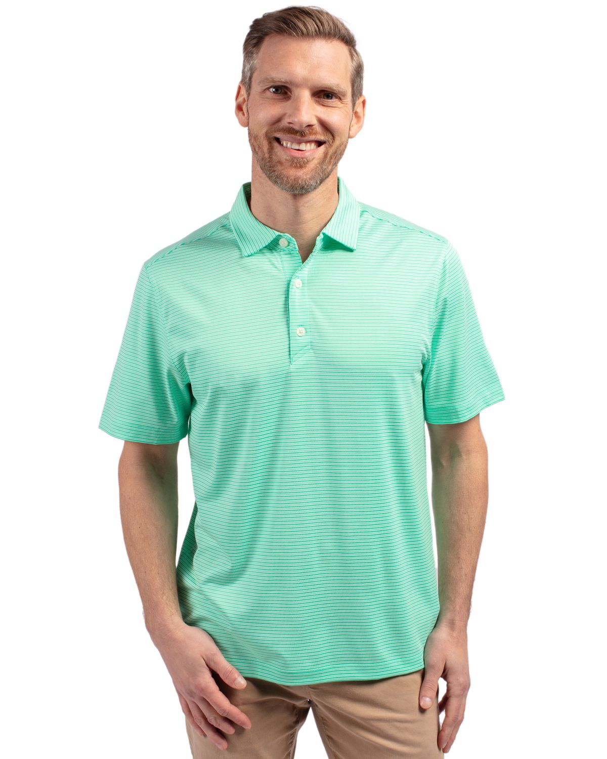 Cutter & Buck Forge Recycled Double Stripe Four-Way Stretch Mens Polo