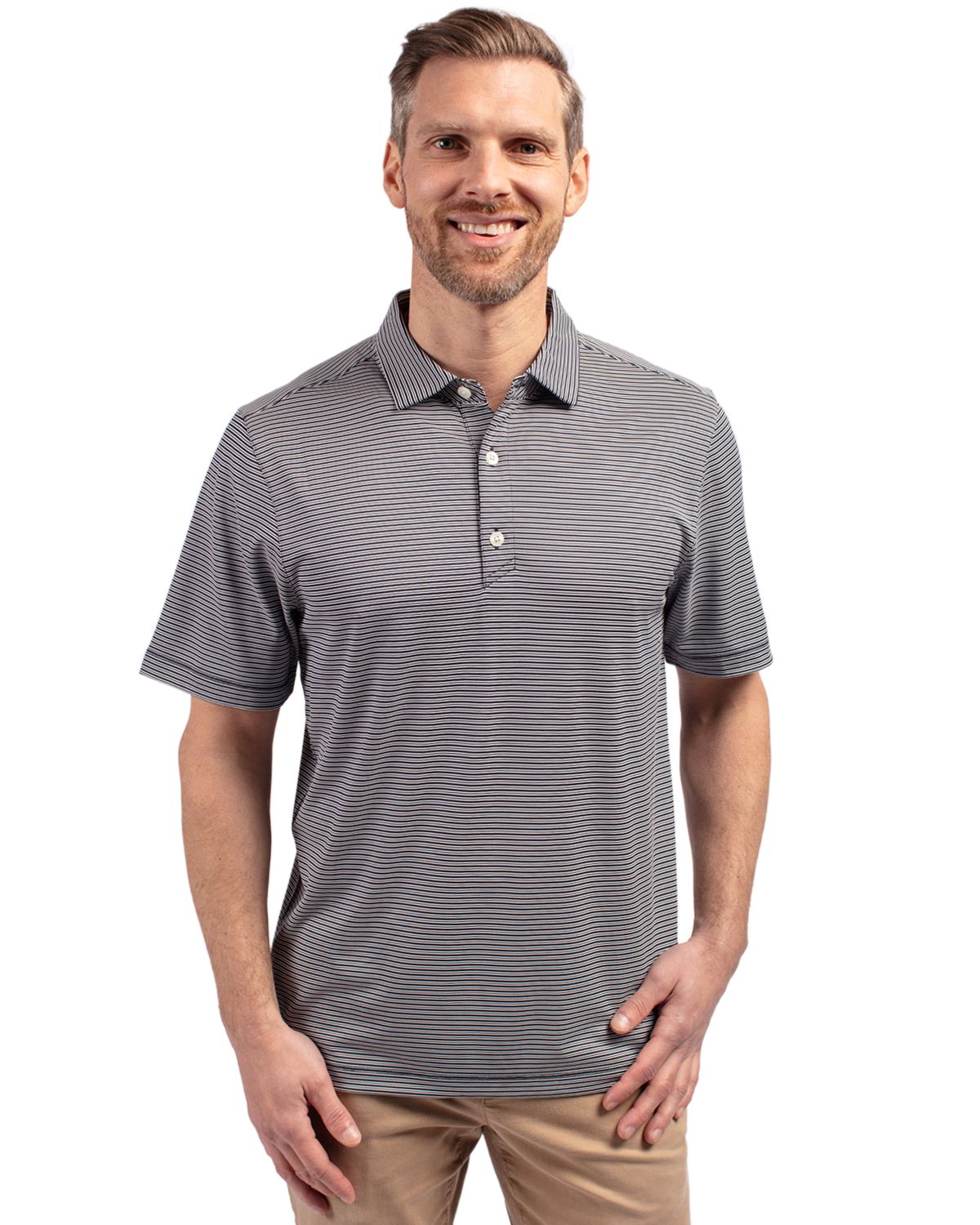 Cutter & Buck Forge Recycled Double Stripe Four-Way Stretch Mens Polo